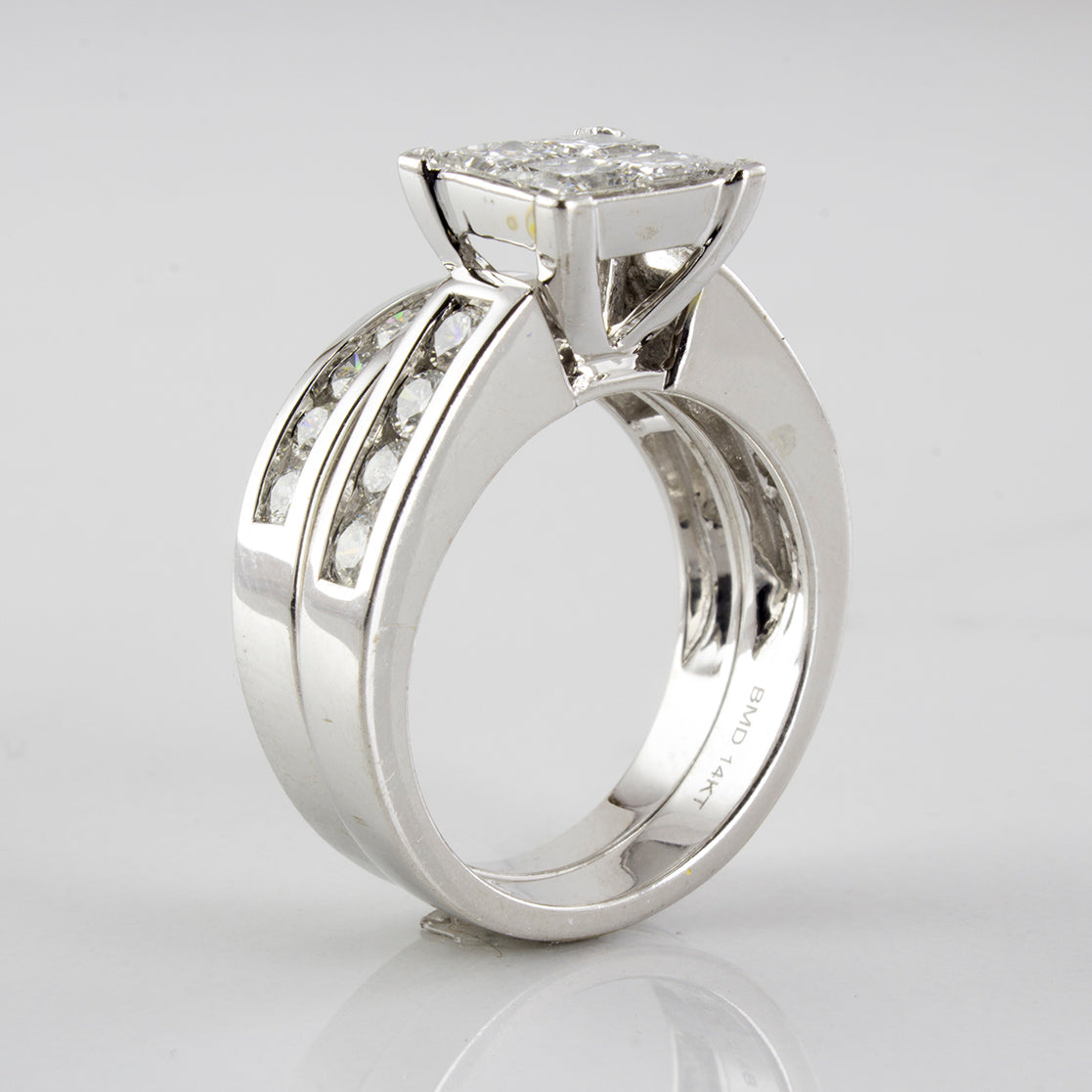 Princess Cluster Wedding Set | 1.86 ctw | SZ 7 |