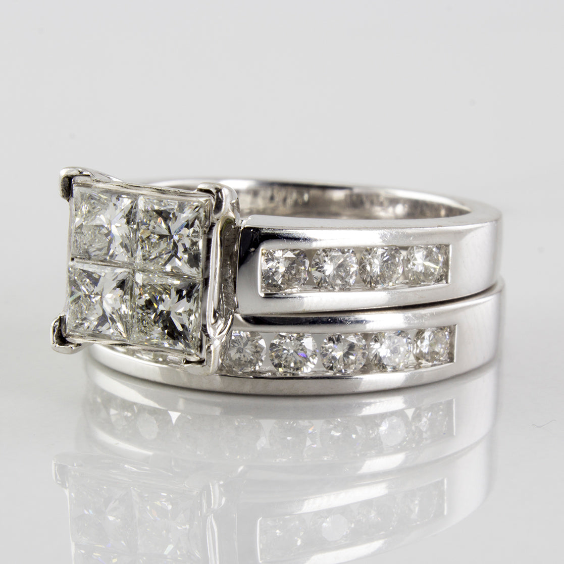 Princess Cluster Wedding Set | 1.86 ctw | SZ 7 |
