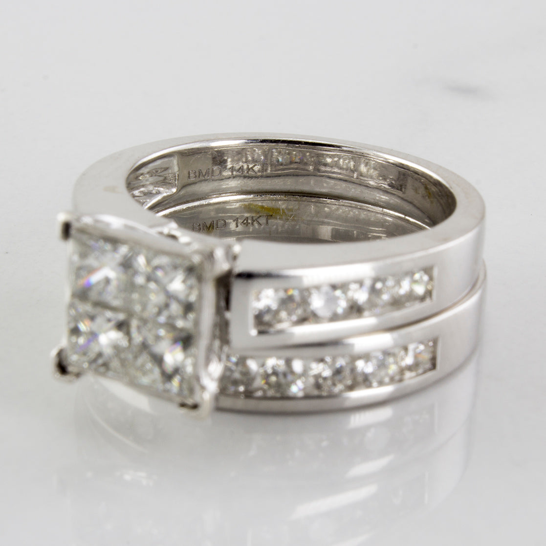 Princess Cluster Wedding Set | 1.86 ctw | SZ 7 |