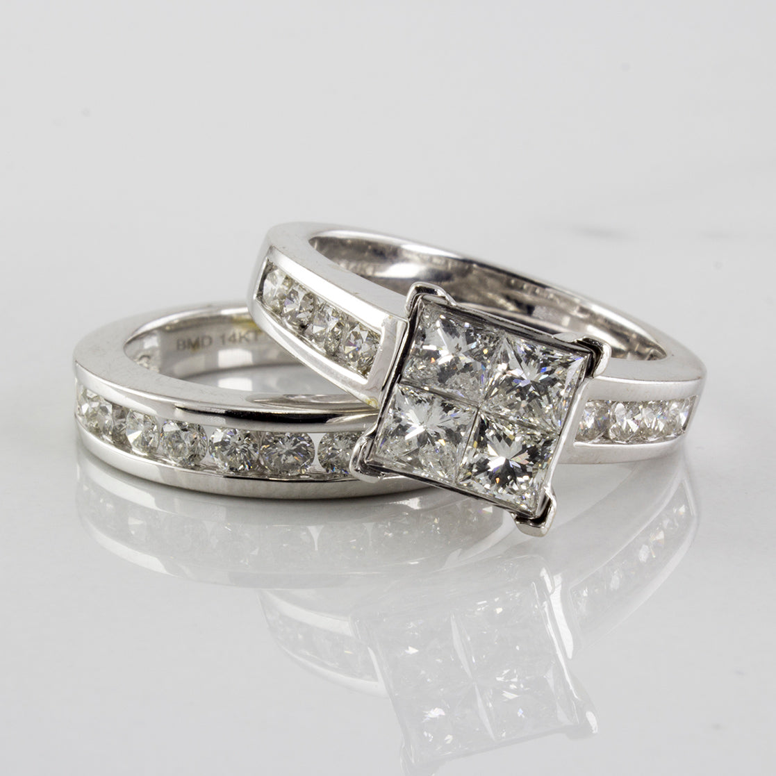 Princess Cluster Wedding Set | 1.86 ctw | SZ 7 |