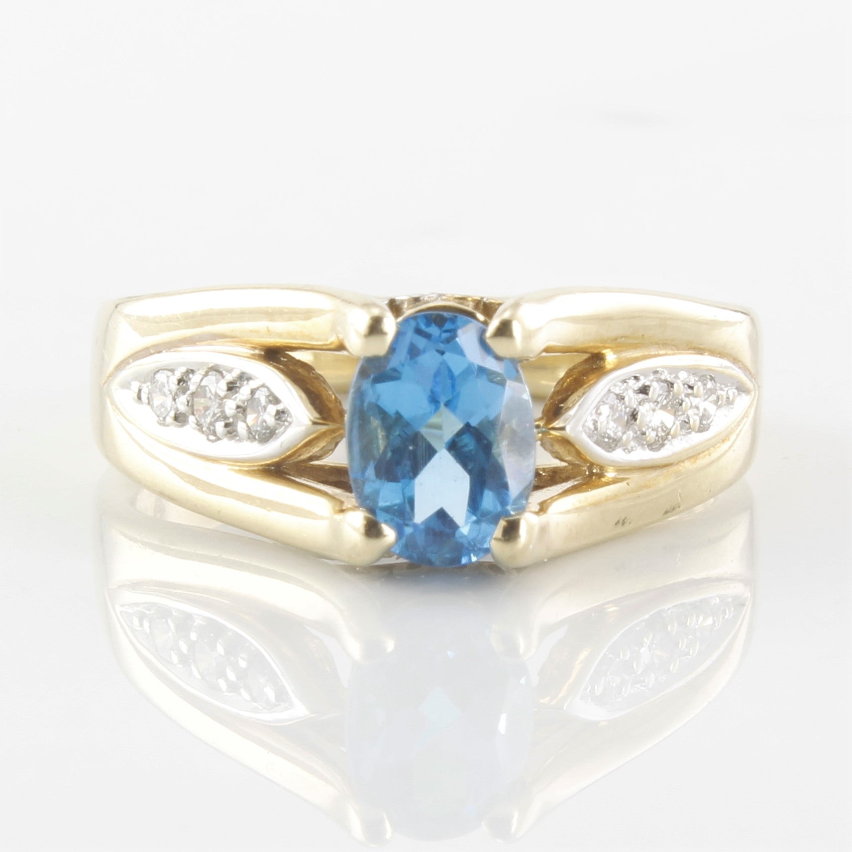 Blue Topaz & Diamond Accent Ring | 0.12ctw, 0.90ct | SZ 6 |