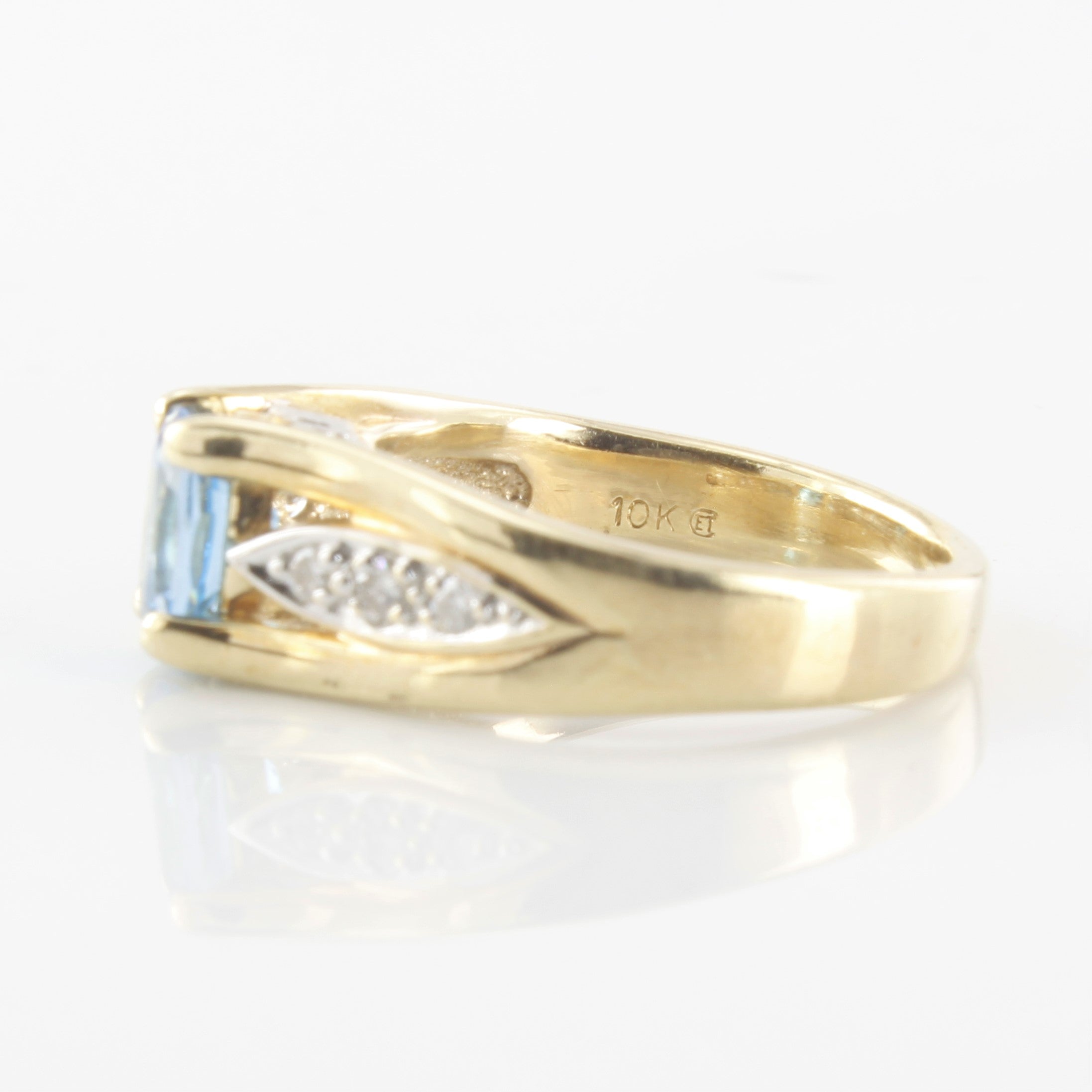 Blue Topaz & Diamond Accent Ring | 0.12ctw, 0.90ct | SZ 6 |
