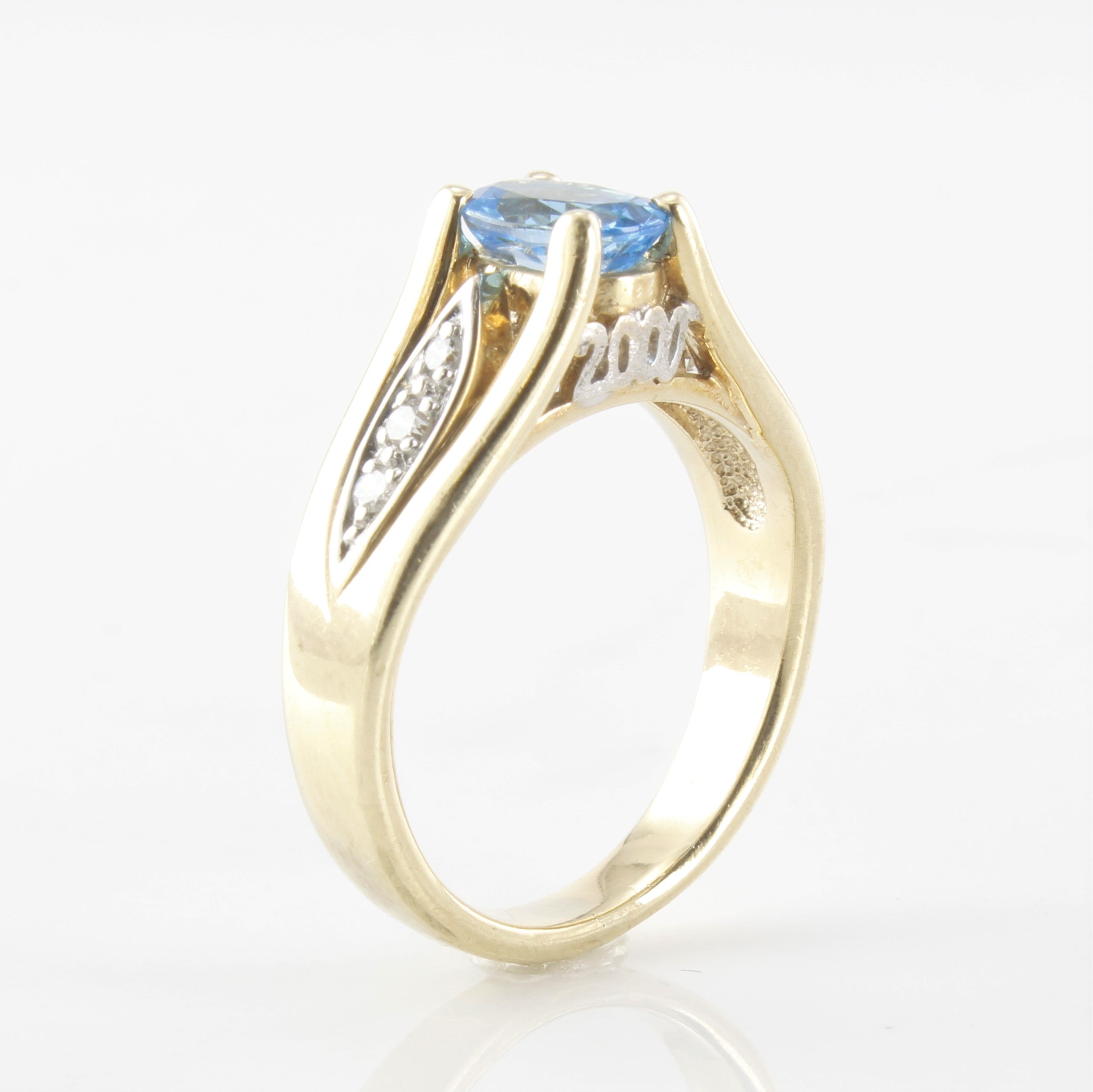 Blue Topaz & Diamond Accent Ring | 0.12ctw, 0.90ct | SZ 6 |