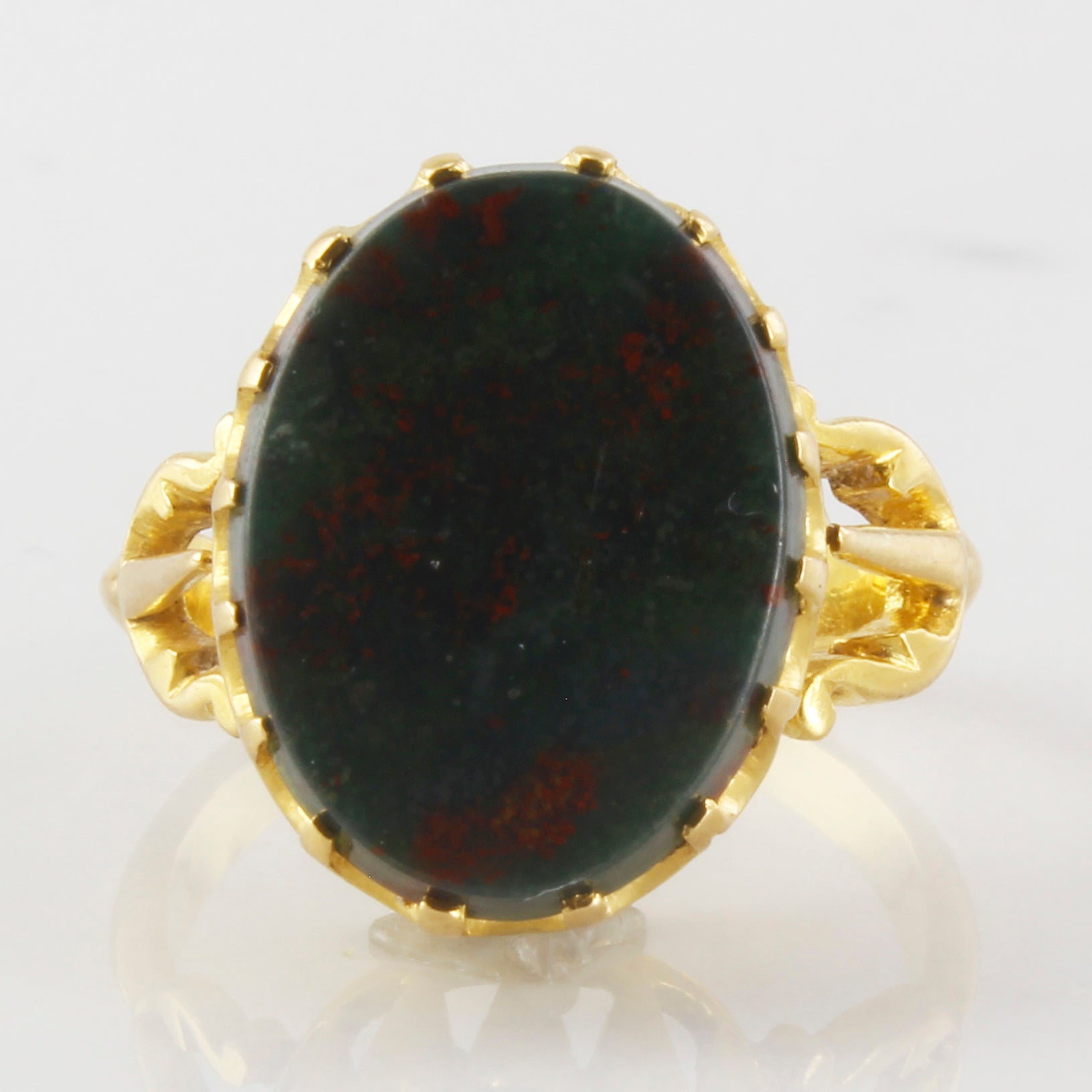 Antique Bloodstone Cocktail Ring | 4.00 ct | SZ 4.5 |