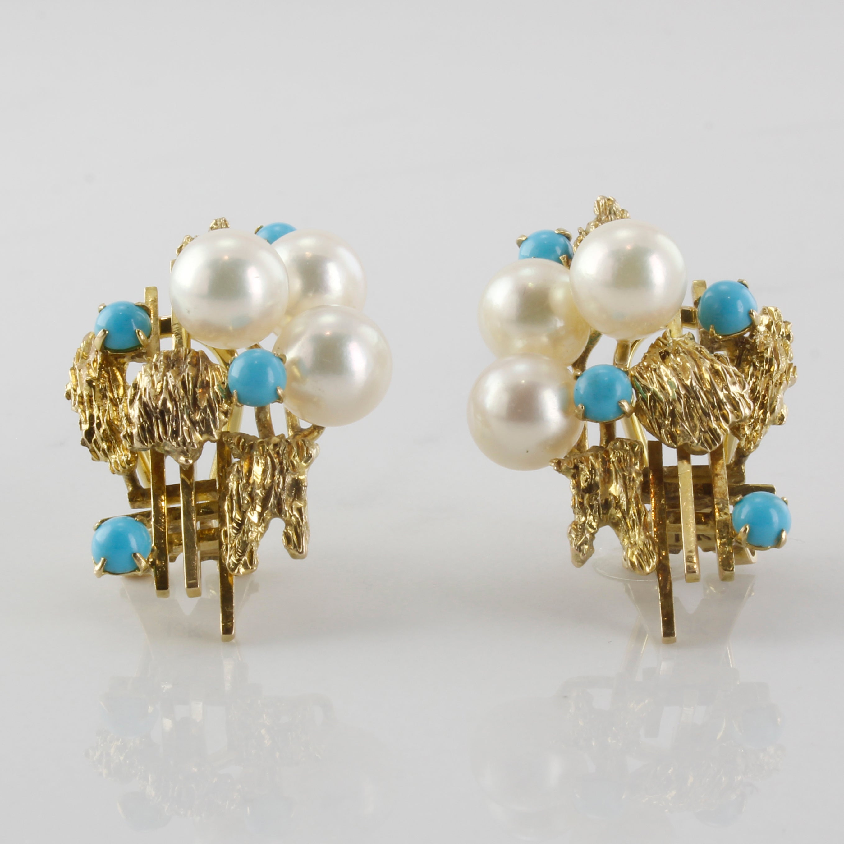 Clip On Pearl & Turquoise Earrings | 17.00ctw |