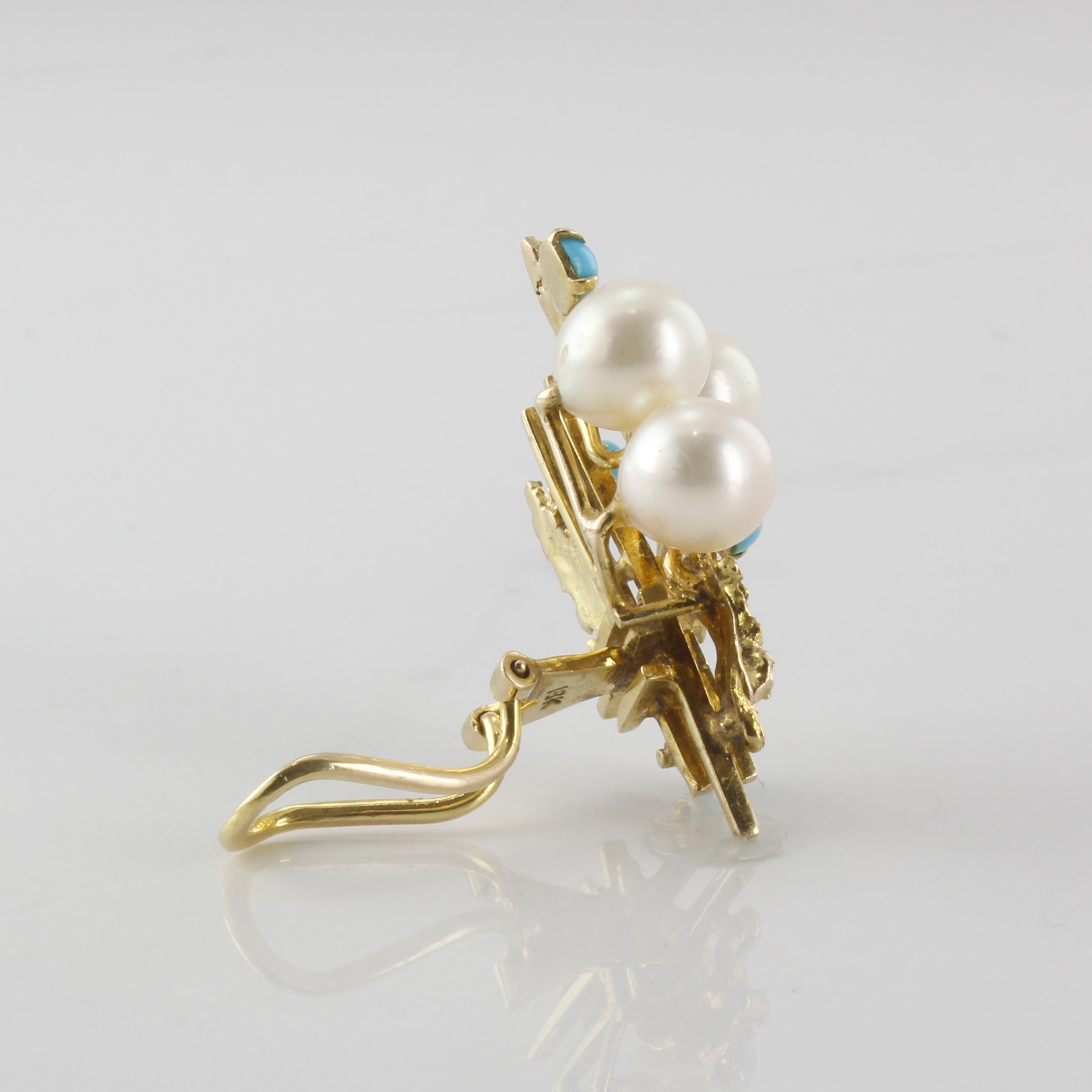 Clip On Pearl & Turquoise Earrings | 17.00ctw |