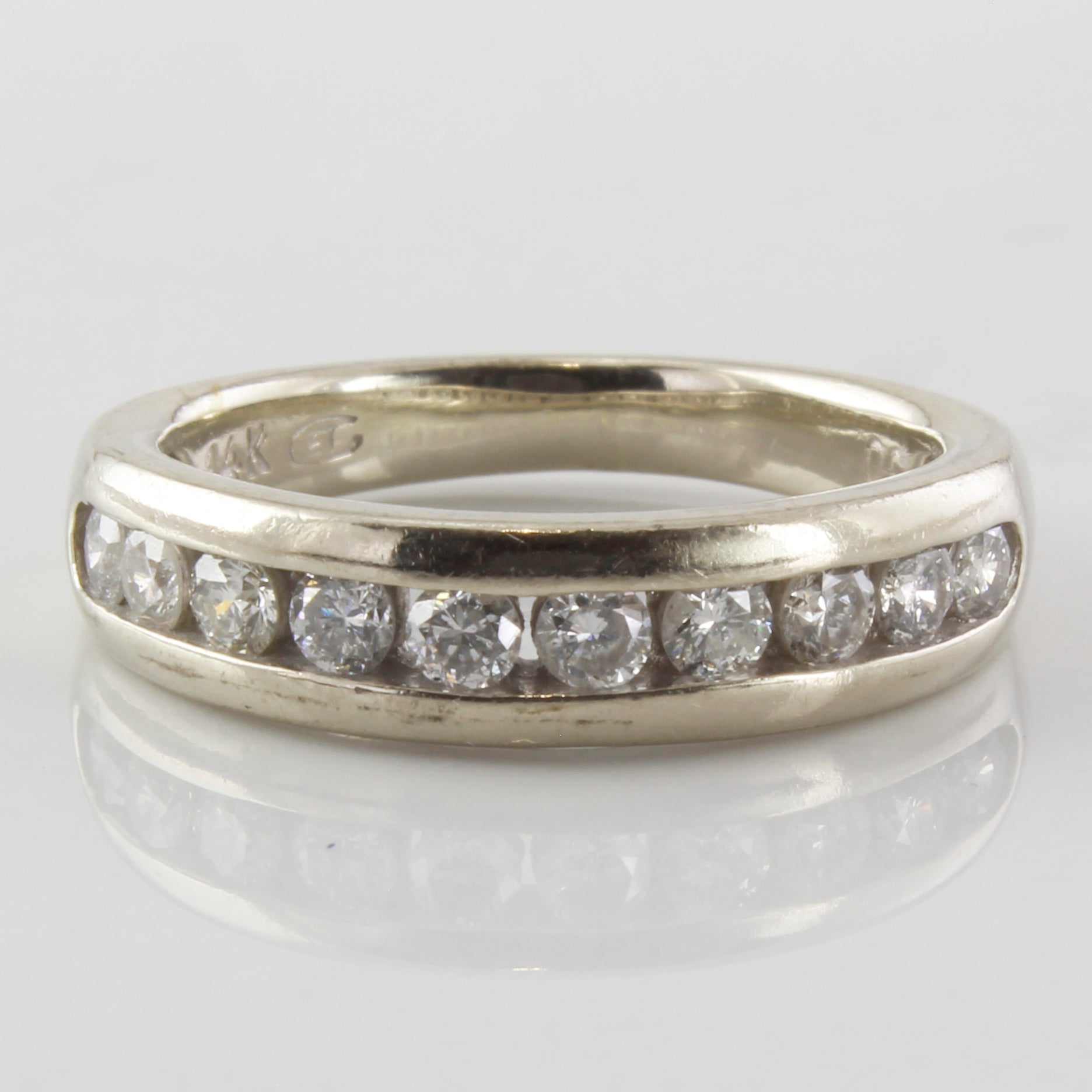 White Gold Diamond Semi Eternity Ring | 0.42ctw | SZ 5.5 |