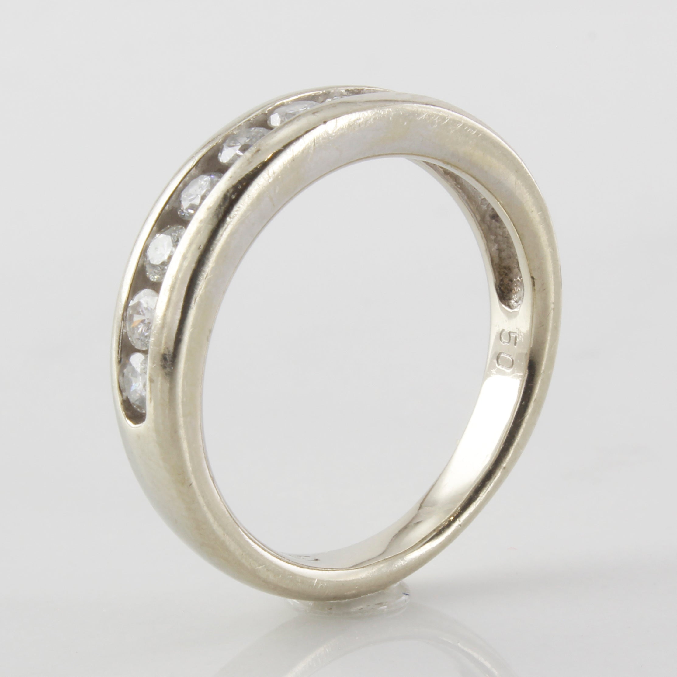 White Gold Diamond Semi Eternity Ring | 0.42ctw | SZ 5.5 |