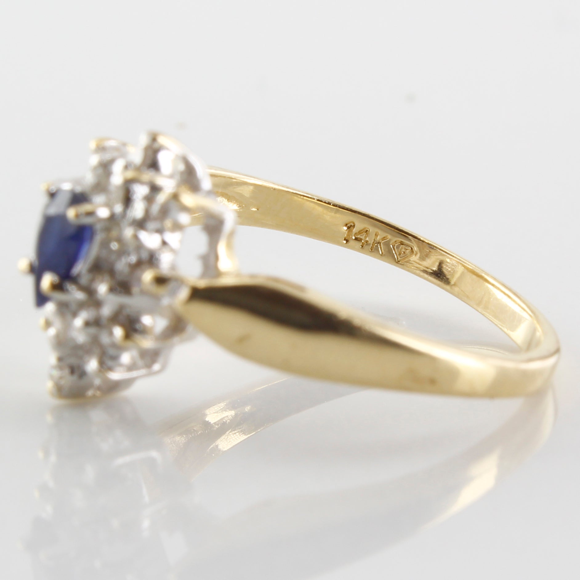 Pear Cut Sapphire & Diamond Halo Ring | 0.20ctw, 0.20ct | SZ 6 |