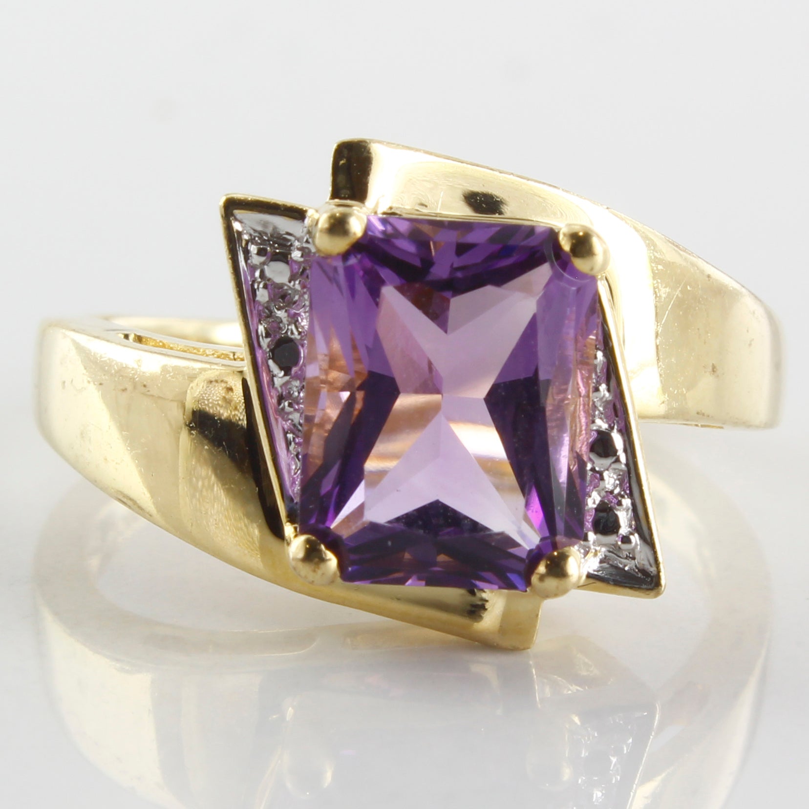 Angular Lab Created Purple Sapphire Ring | 2.60 ct | SZ 6.5 |