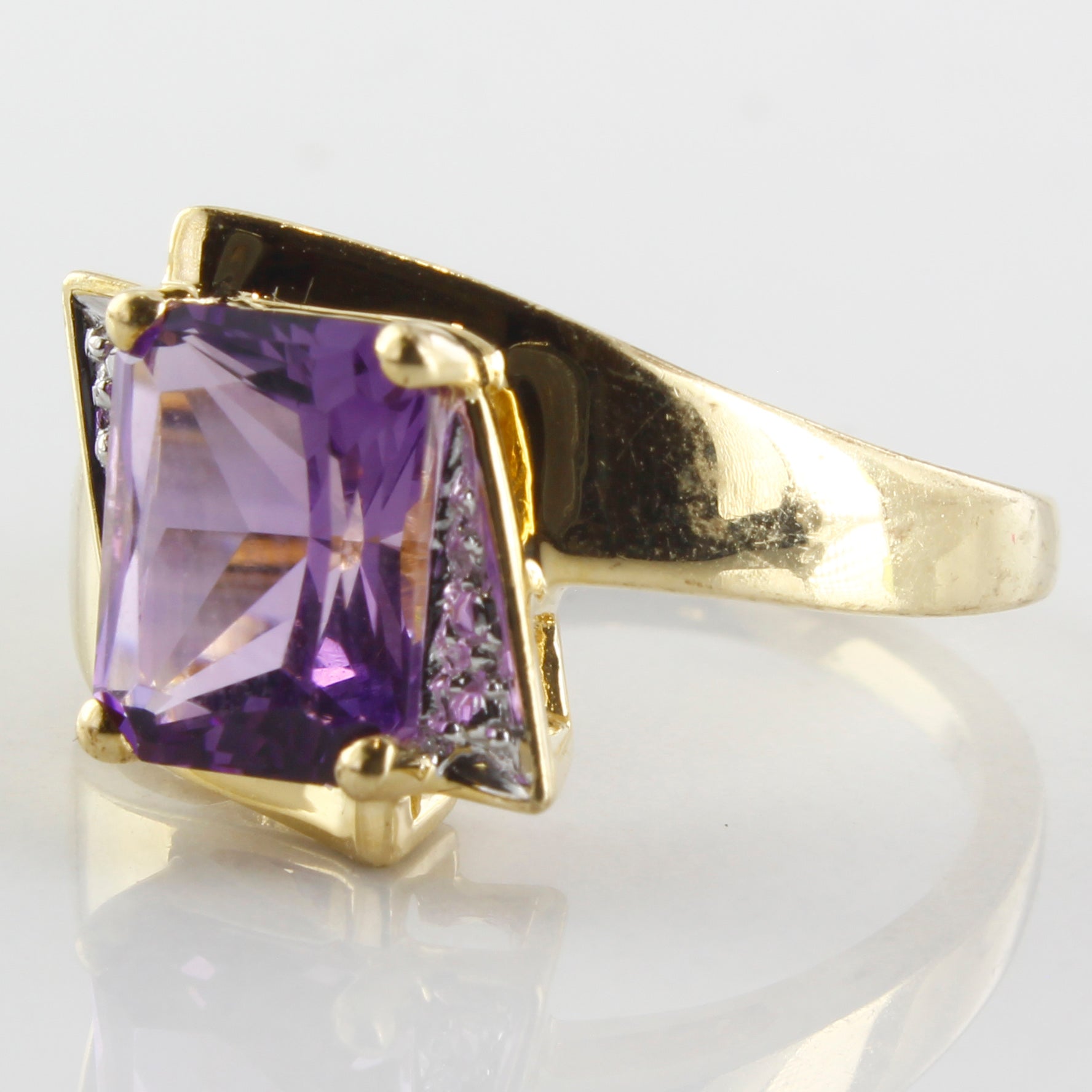 Angular Lab Created Purple Sapphire Ring | 2.60 ct | SZ 6.5 |