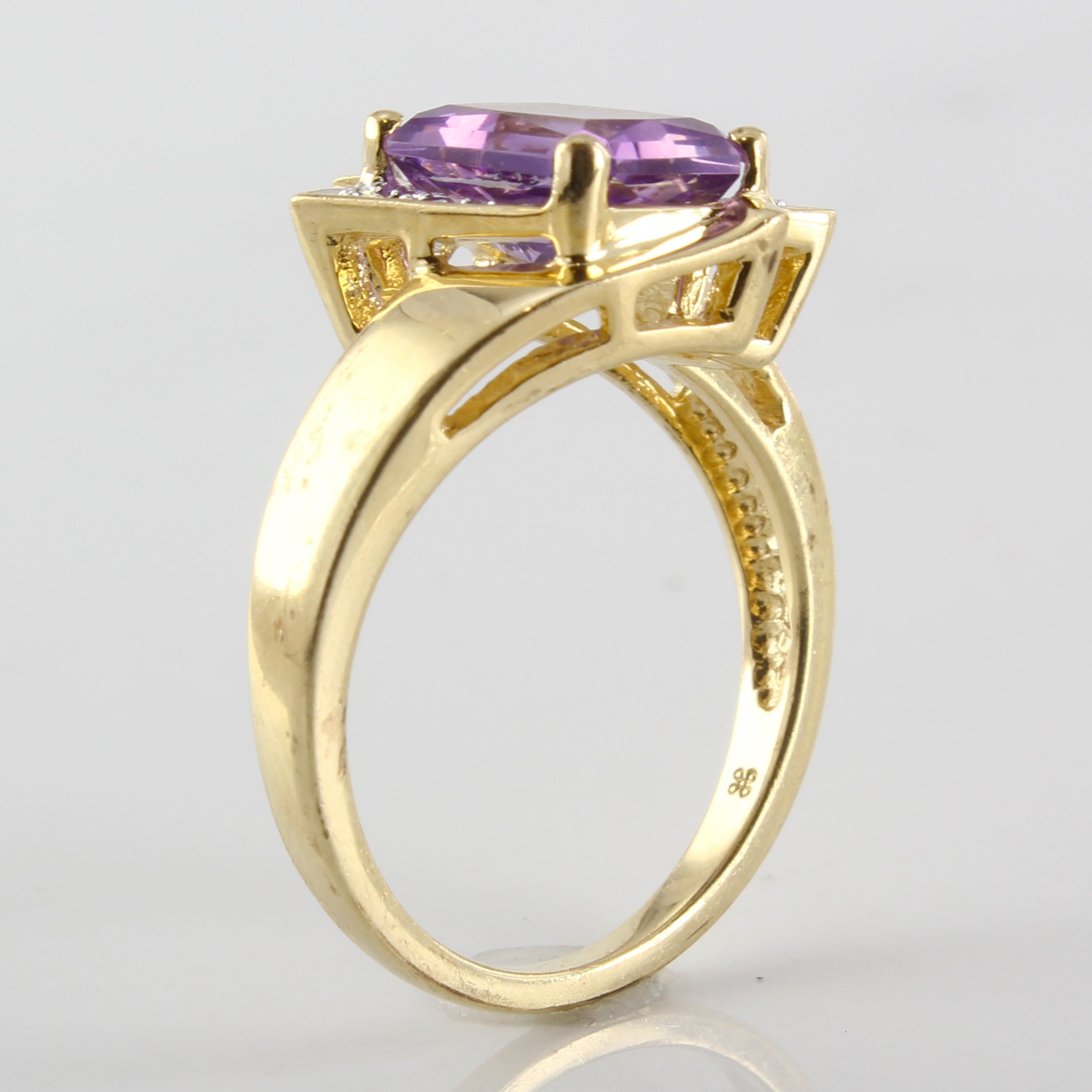 Angular Lab Created Purple Sapphire Ring | 2.60 ct | SZ 6.5 |