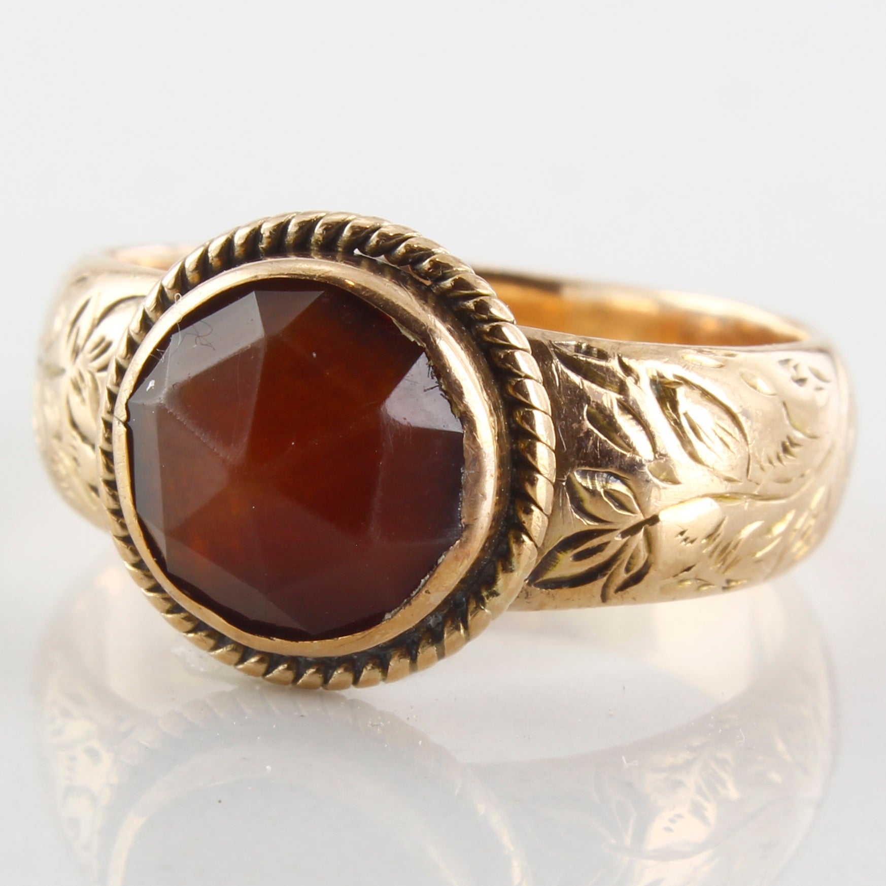 Victorian Era Rose Cut Carnelian Ring | 2.00 ct | SZ 7.75 |