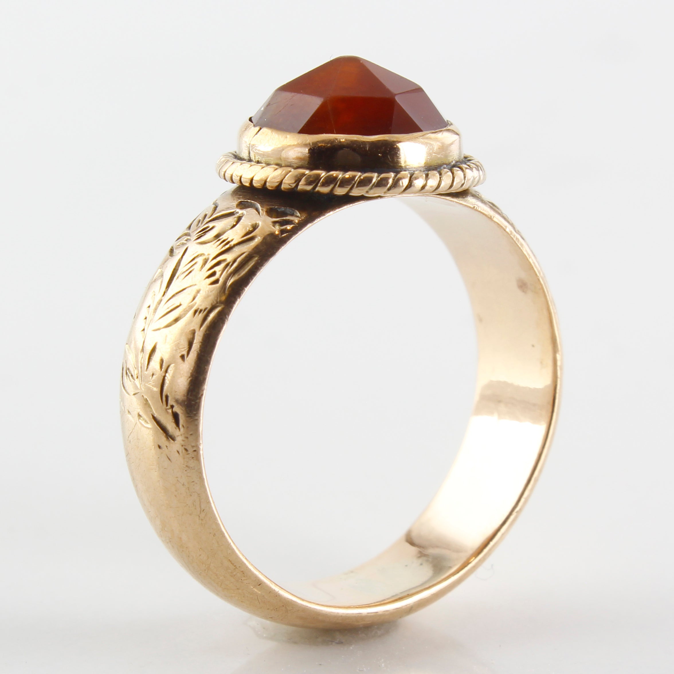 Victorian Era Rose Cut Carnelian Ring | 2.00 ct | SZ 7.75 |