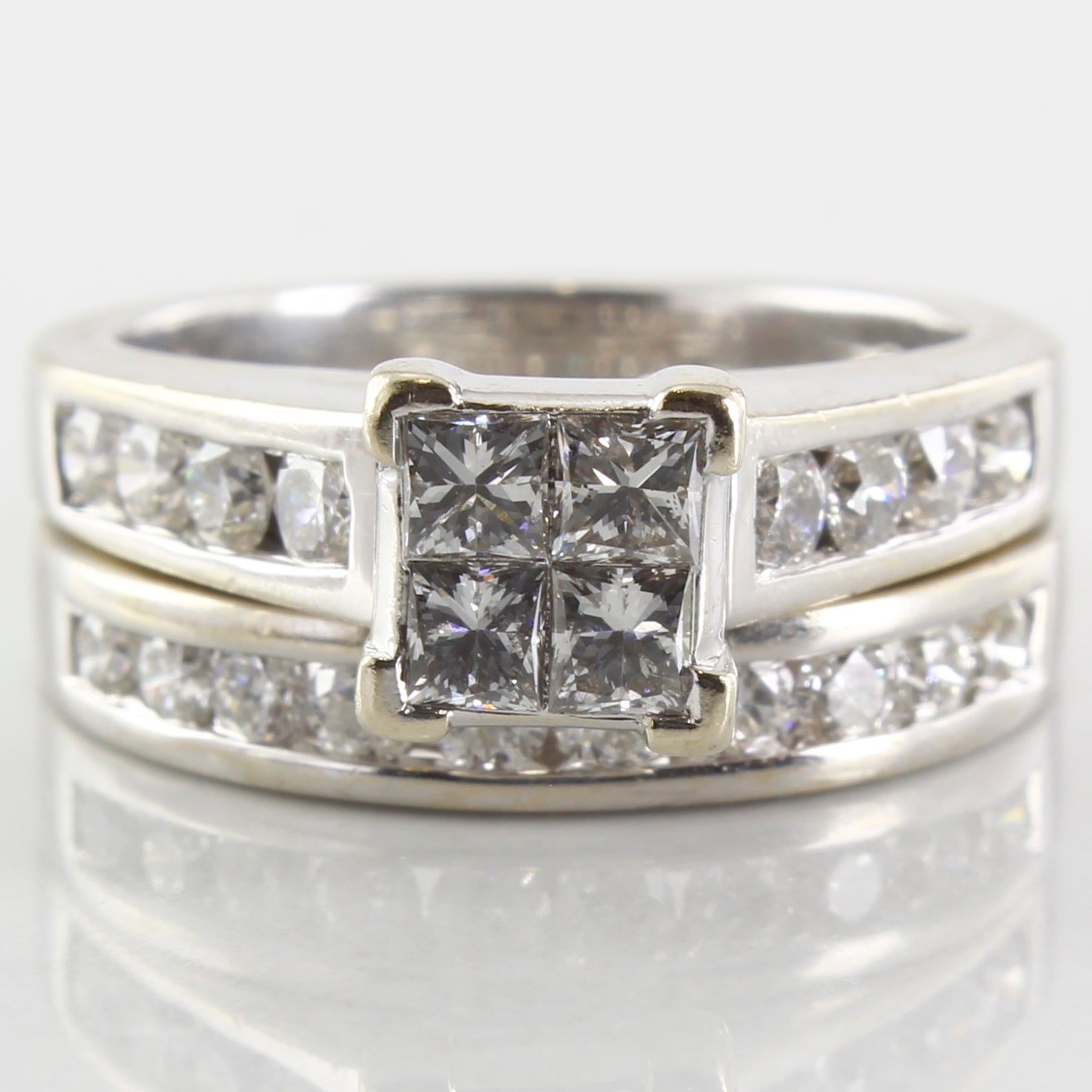 Quad Cluster Princess Diamond Wedding Set | 1.26ctw | SZ 7 |