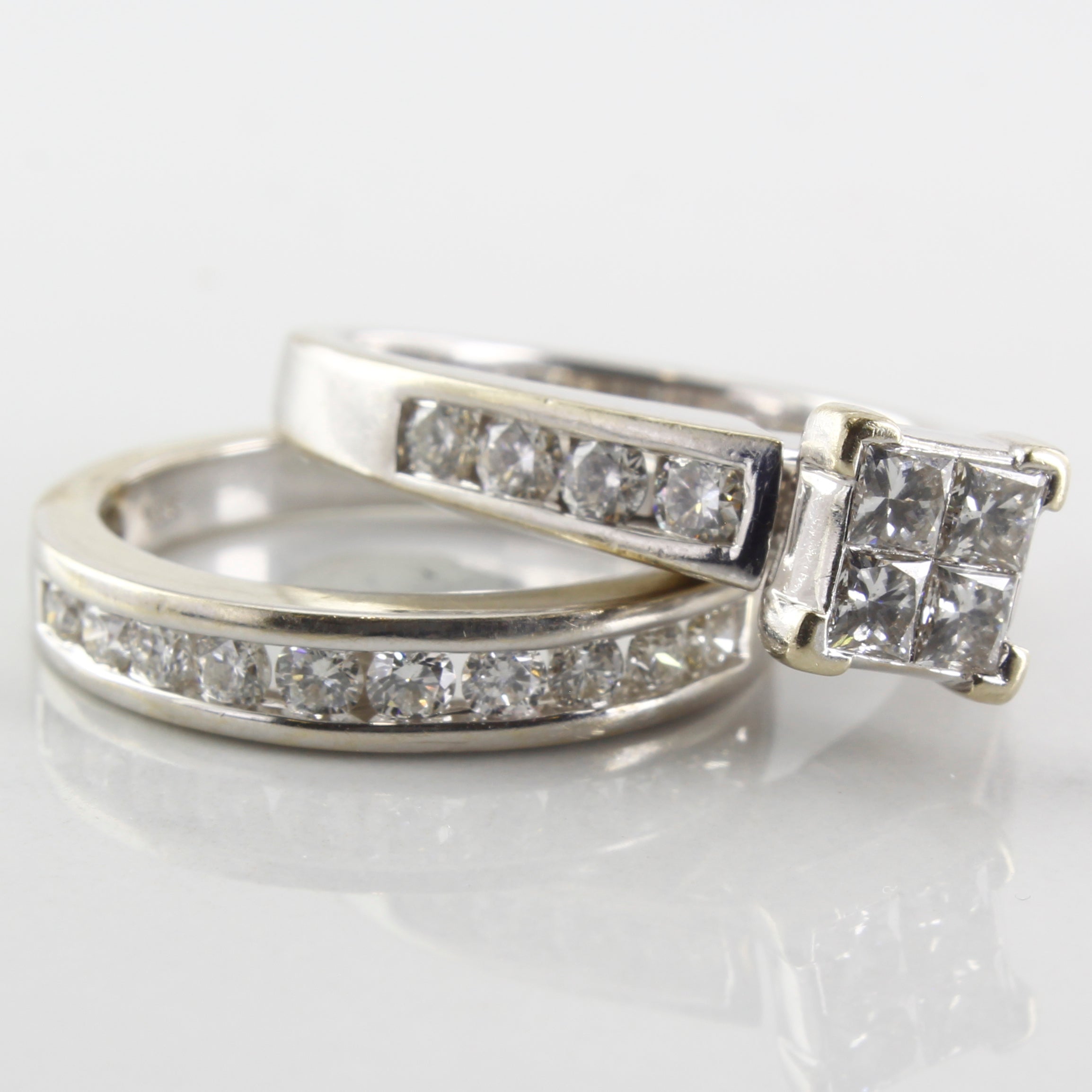 Quad Cluster Princess Diamond Wedding Set | 1.26ctw | SZ 7 |