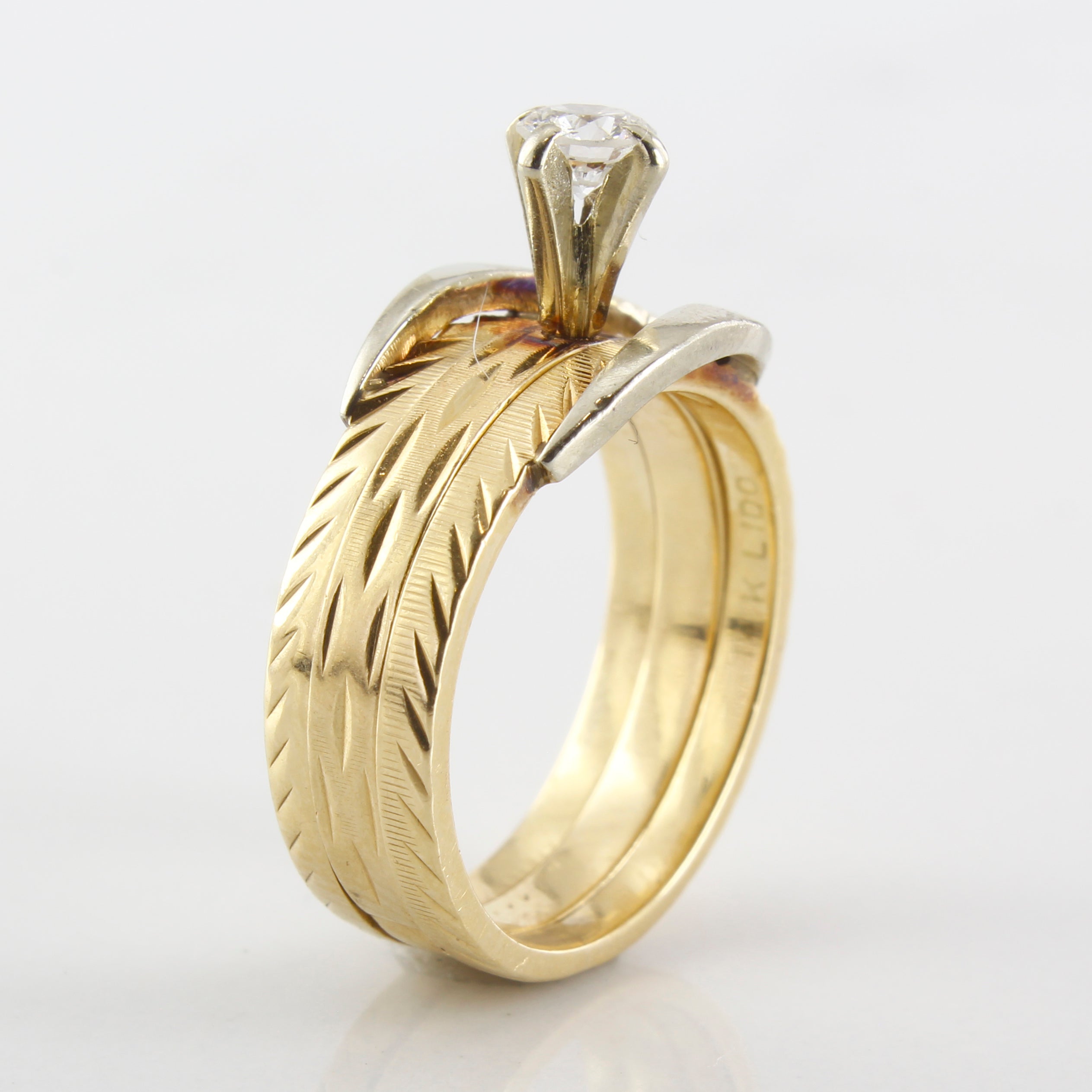 Bague solitaire à trois anneaux soudée en diamant | 0,20 ct | Taille 5 |