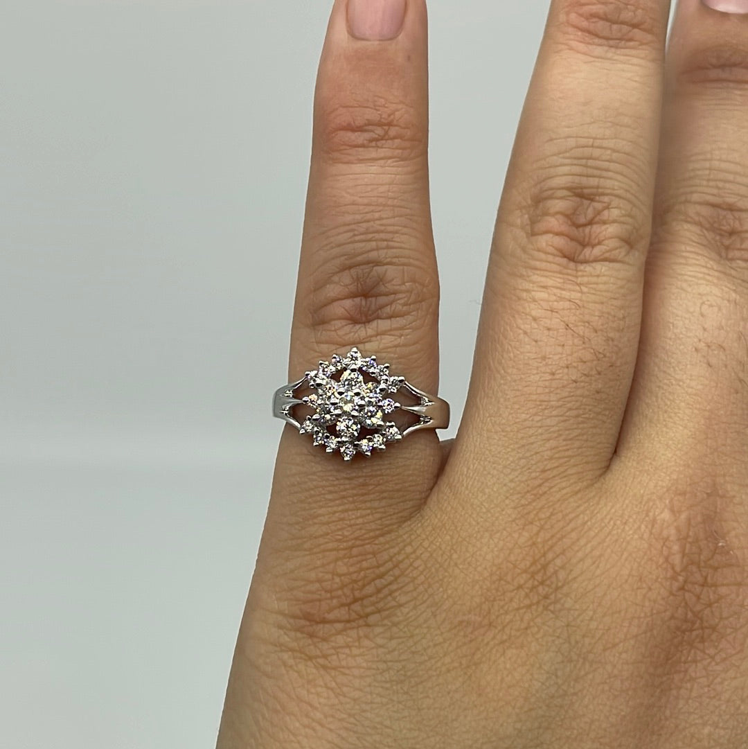 Diamond Petal Cluster Open Shank Cocktail Ring | 0.71ctw | SZ 6 |