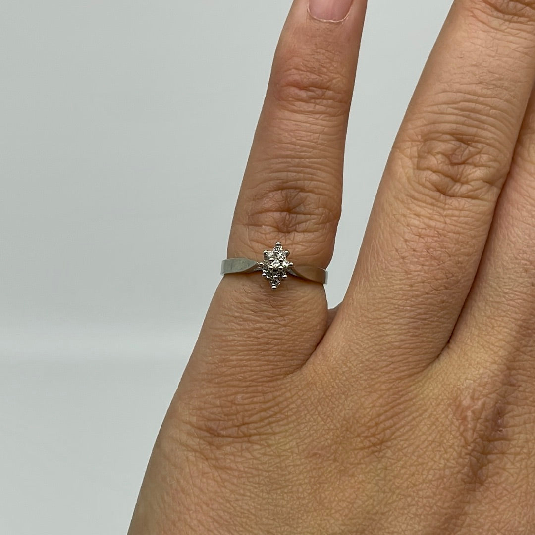 Marquise Shaped Tapered Cluster Ring | 0.05 ctw, SZ 5.25 |