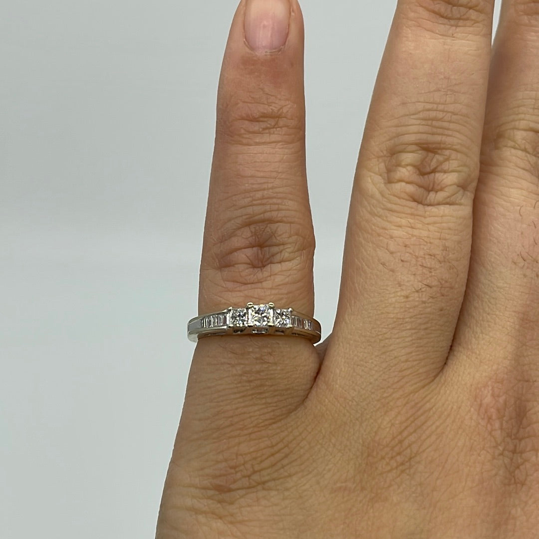 Three Stone Princess & Baguette Diamond Ring | 0.50ctw | SZ 5.75 |