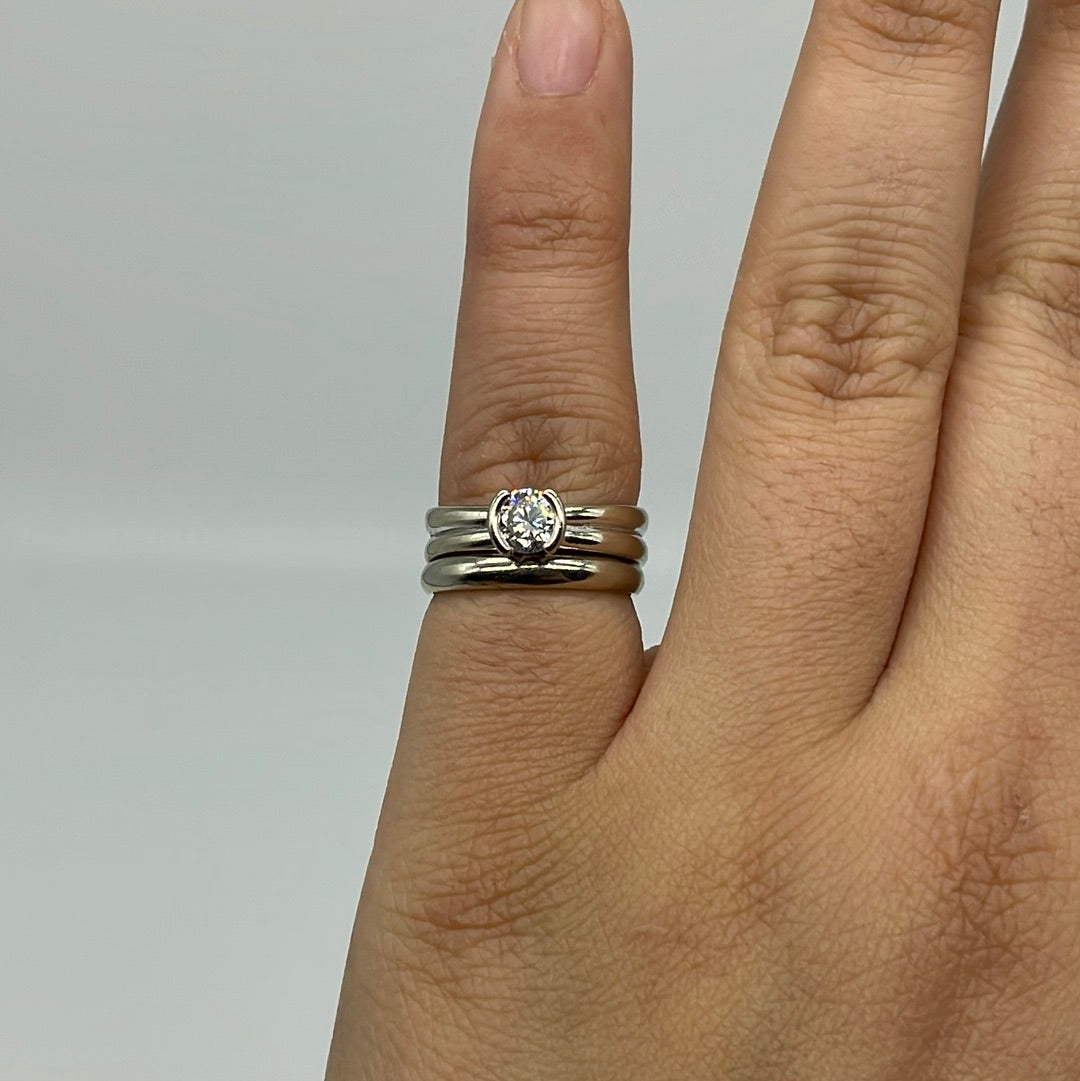 Semi Bezel Set Solitaire Wedding Set | 0.48ct | SZ 5.75 |