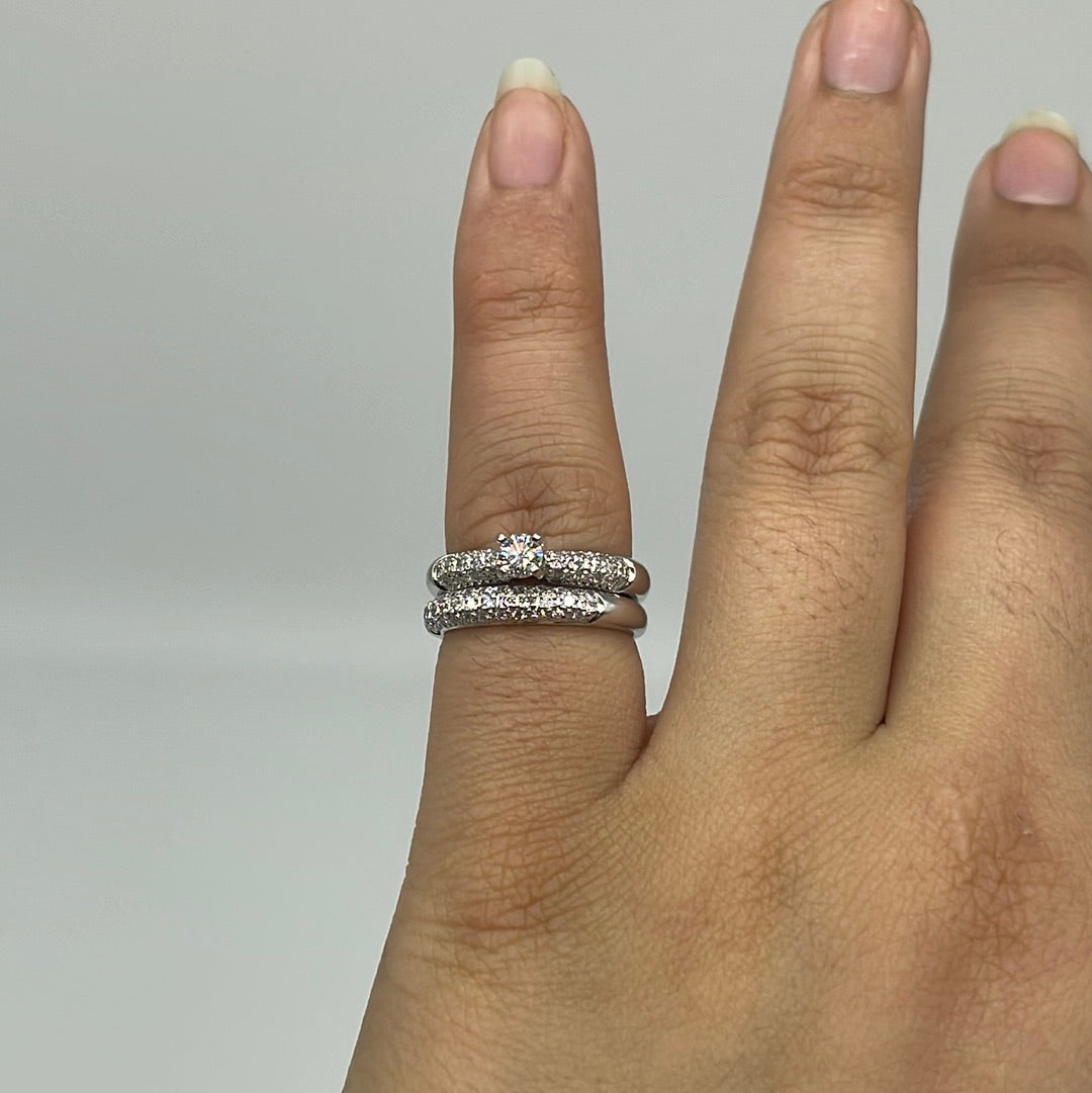 Platinum Pave Diamond Wedding Set | 0.85ctw | SZ 5.75 |
