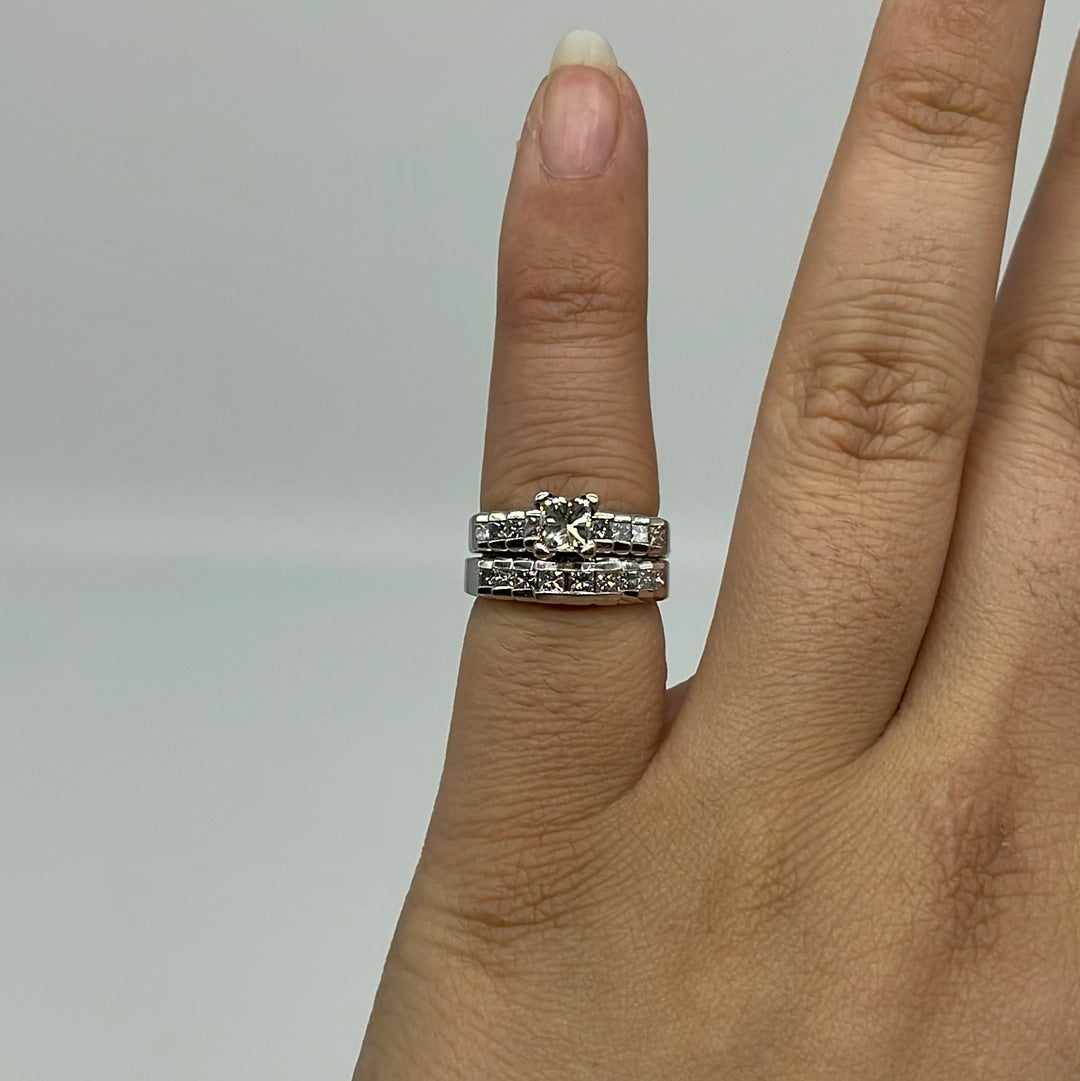 Princess Diamond Step Style Wedding Set | 1.60ctw | SZ 4.5 |