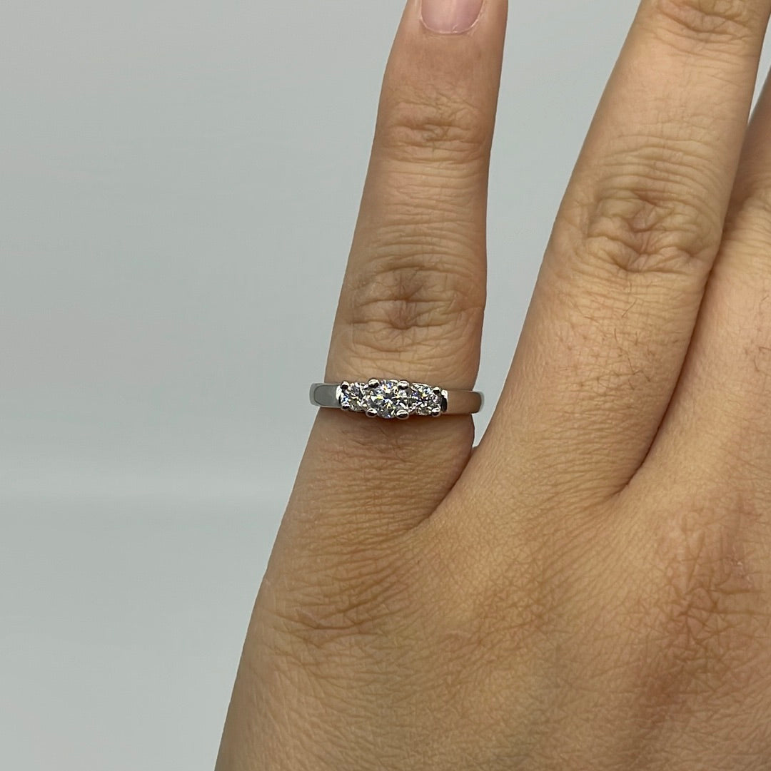 Round Brilliant Three Stone Engagement Ring | 0.45 ctw, SZ 6.25 |