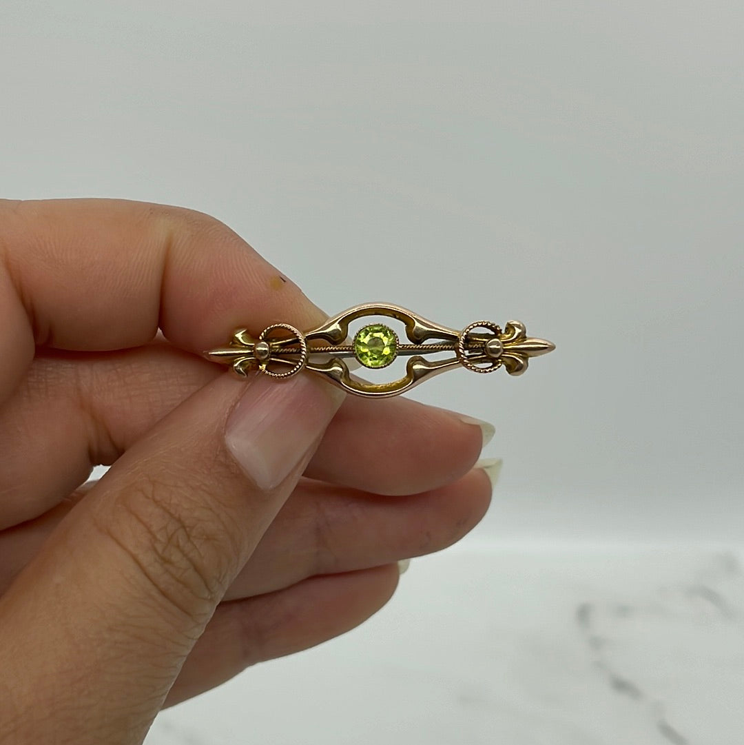 10k Peridot Yellow Gold Brooch