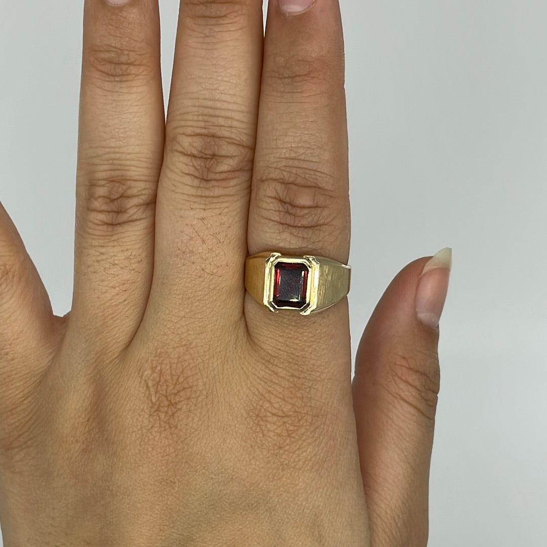 Wide Band Bezel Set Garnet Ring | 2.70ct | SZ 9.75 |