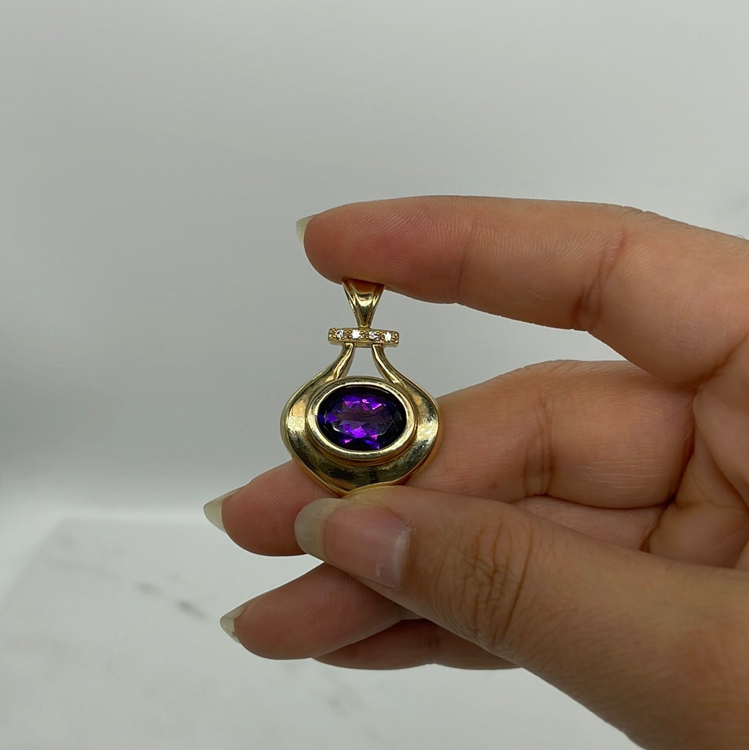 Unique Amethyst & Diamond Pendant | 0.06ctw, 4.28ct |
