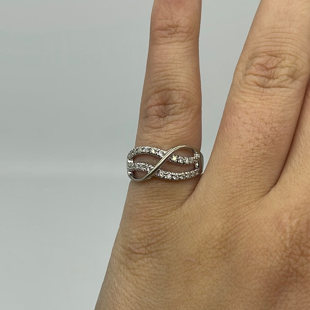 Double Row Diamond Cross Over Ring | 0.24ctw, SZ 6.5 |