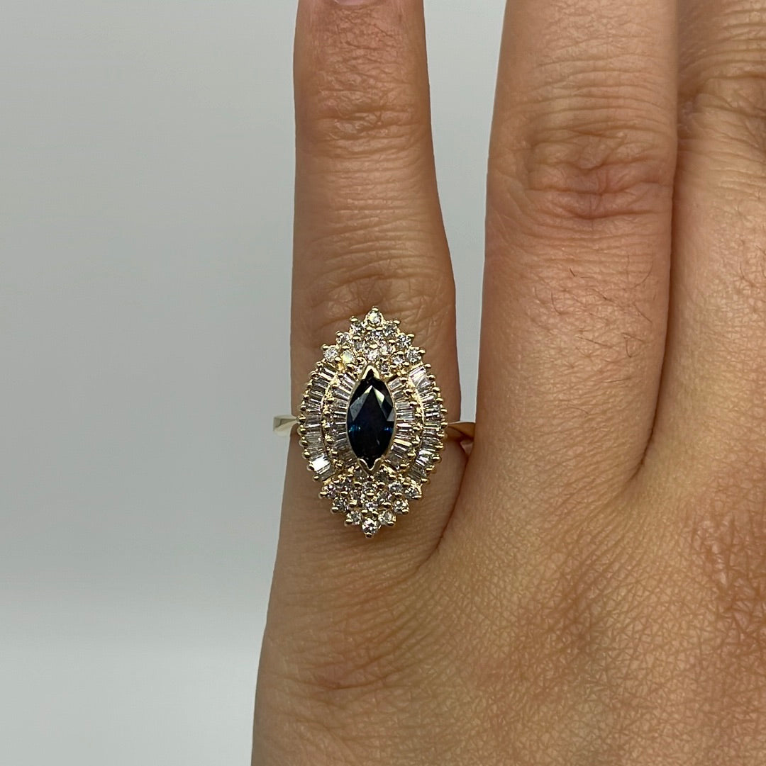 Diamond & Sapphire Ballerina Ring | 1.00ctw, 0.75ct | SZ 7 |
