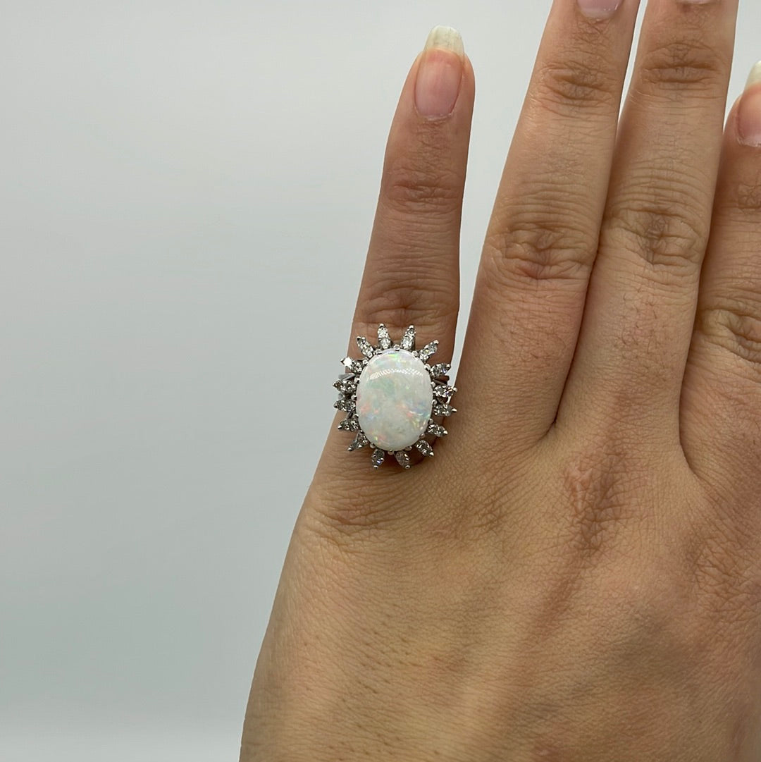 Opal & Diamond Cocktail Ring | 5.25ct, 0.50ctw | SZ 6.25 |