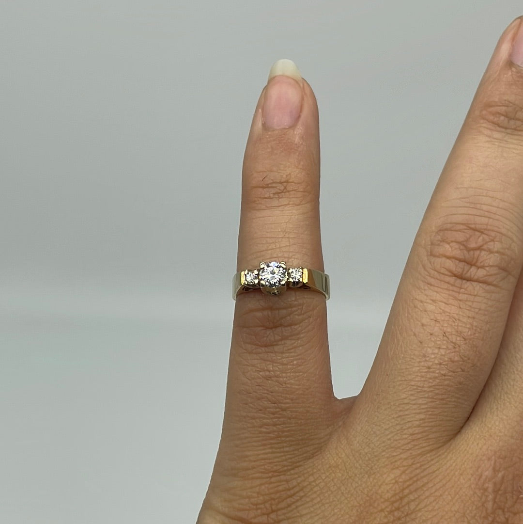 Vintage High Set Three Stone Diamond Engagement Ring | 0.33ctw, SZ 4 |