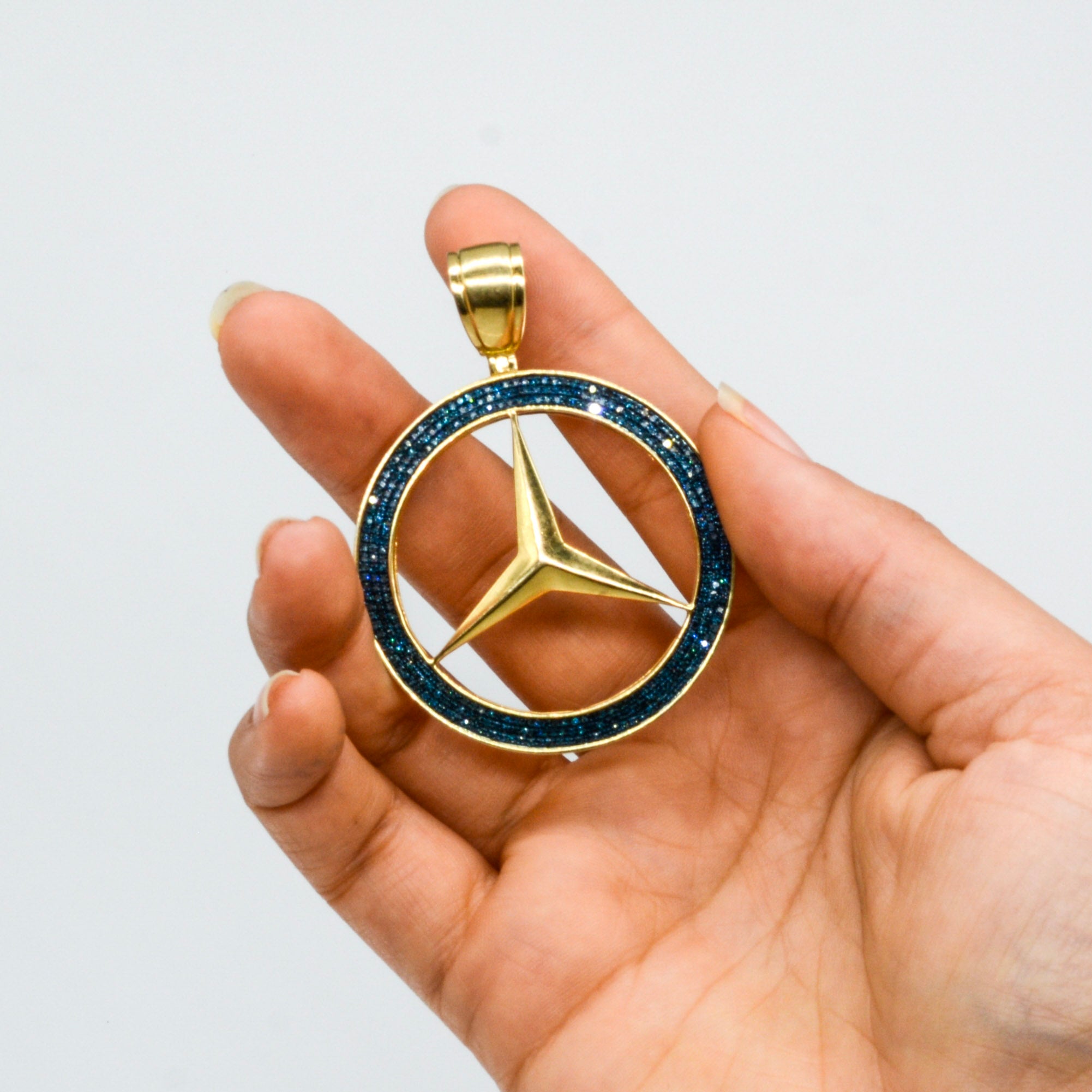 Blue Diamond Mercedes Logo Pendant | 1.00ctw |