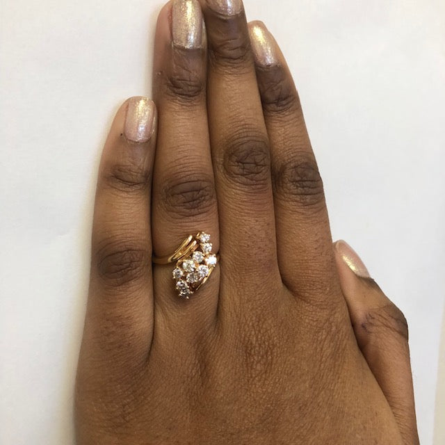 Cluster Set Diamond Bypass Ring | 0.80ctw | SZ 7.75 |