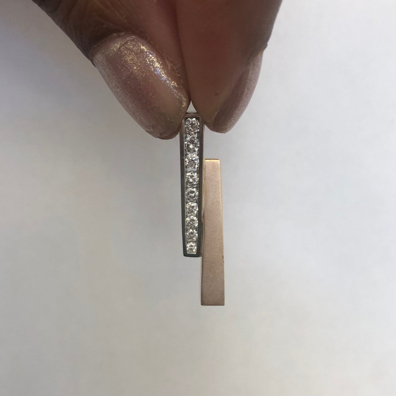 Diamond Two Tone Bar Pendant | 0.36ctw |