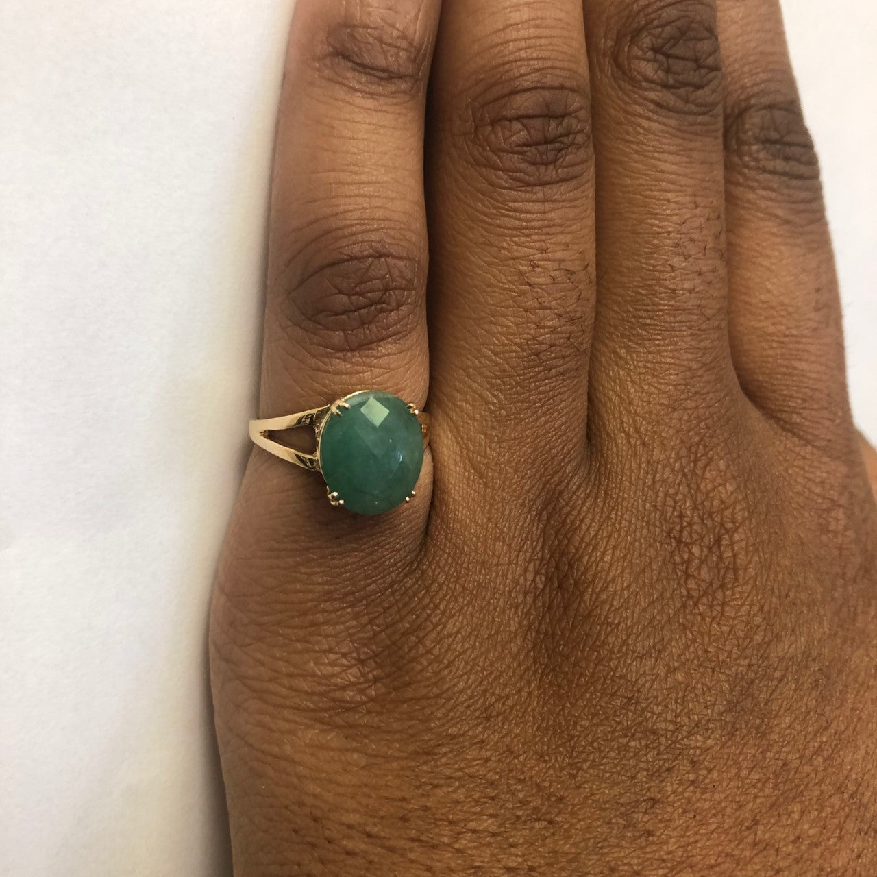 Solitaire Emerald Split Shank Ring | 4.25ct | SZ 6.75 |
