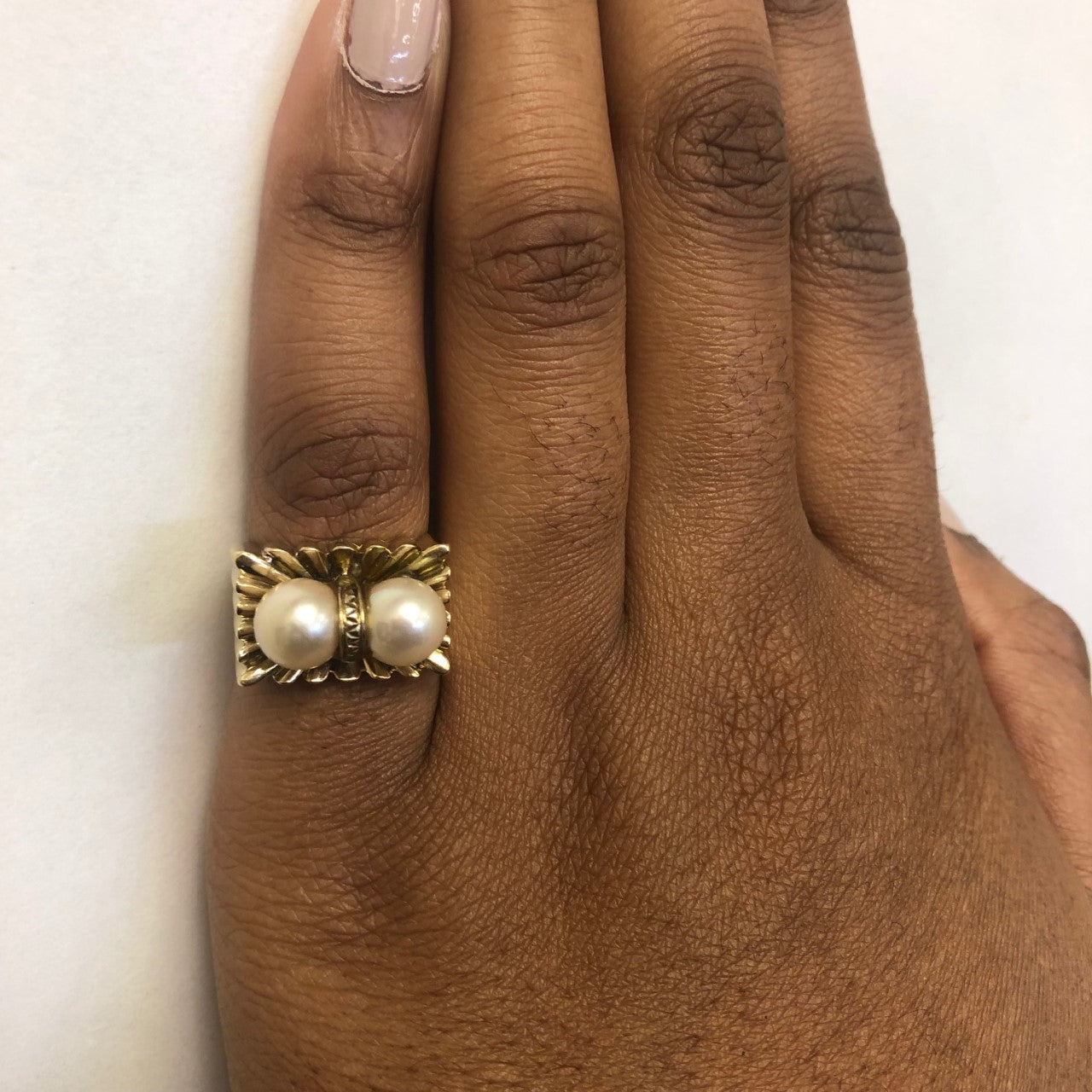 Textured Flat Edge Pearl Ring | 6.60ctw | SZ 6.25 |