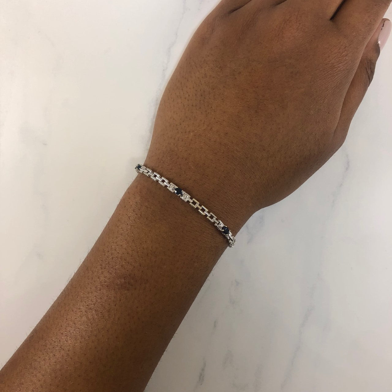 Sapphire & Diamond Link Bracelet | 1.15ctw, 0.10ctw | 7.5" |
