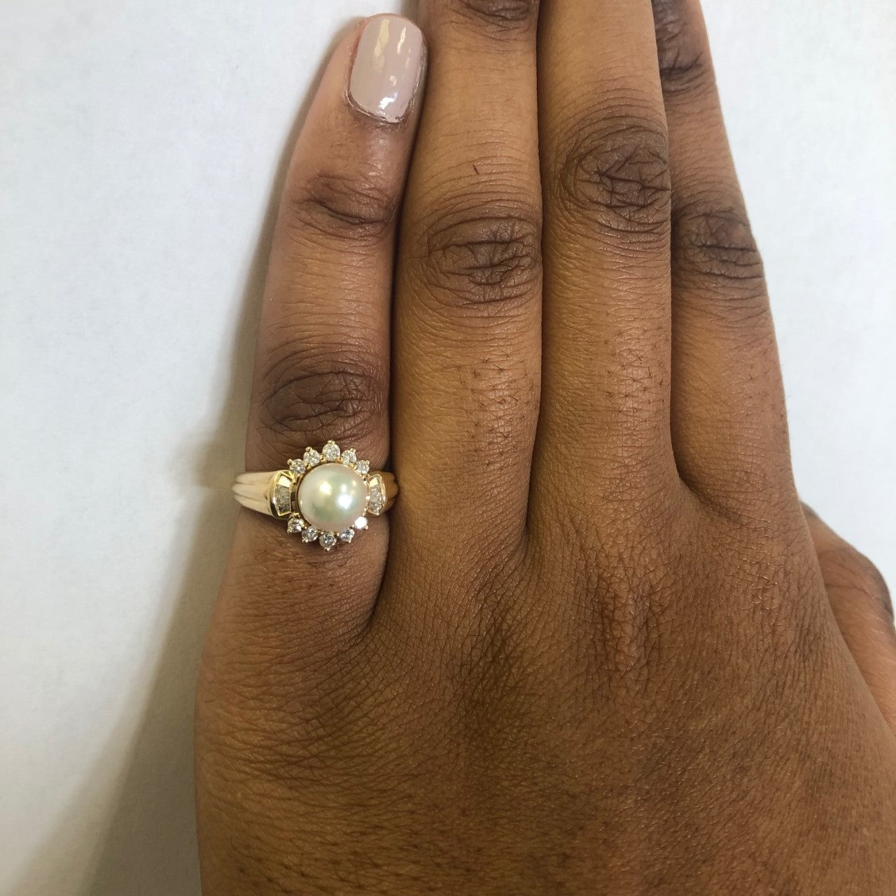 Pearl & Diamond Side Channel Halo Ring | 3.35ct, 0.30ctw | SZ 5.25 |