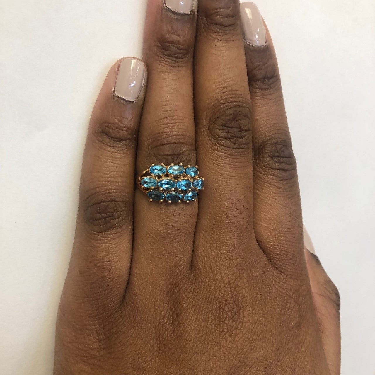 Blue Topaz Split Shank Cluster Ring | 2.30ctw | SZ 7 |