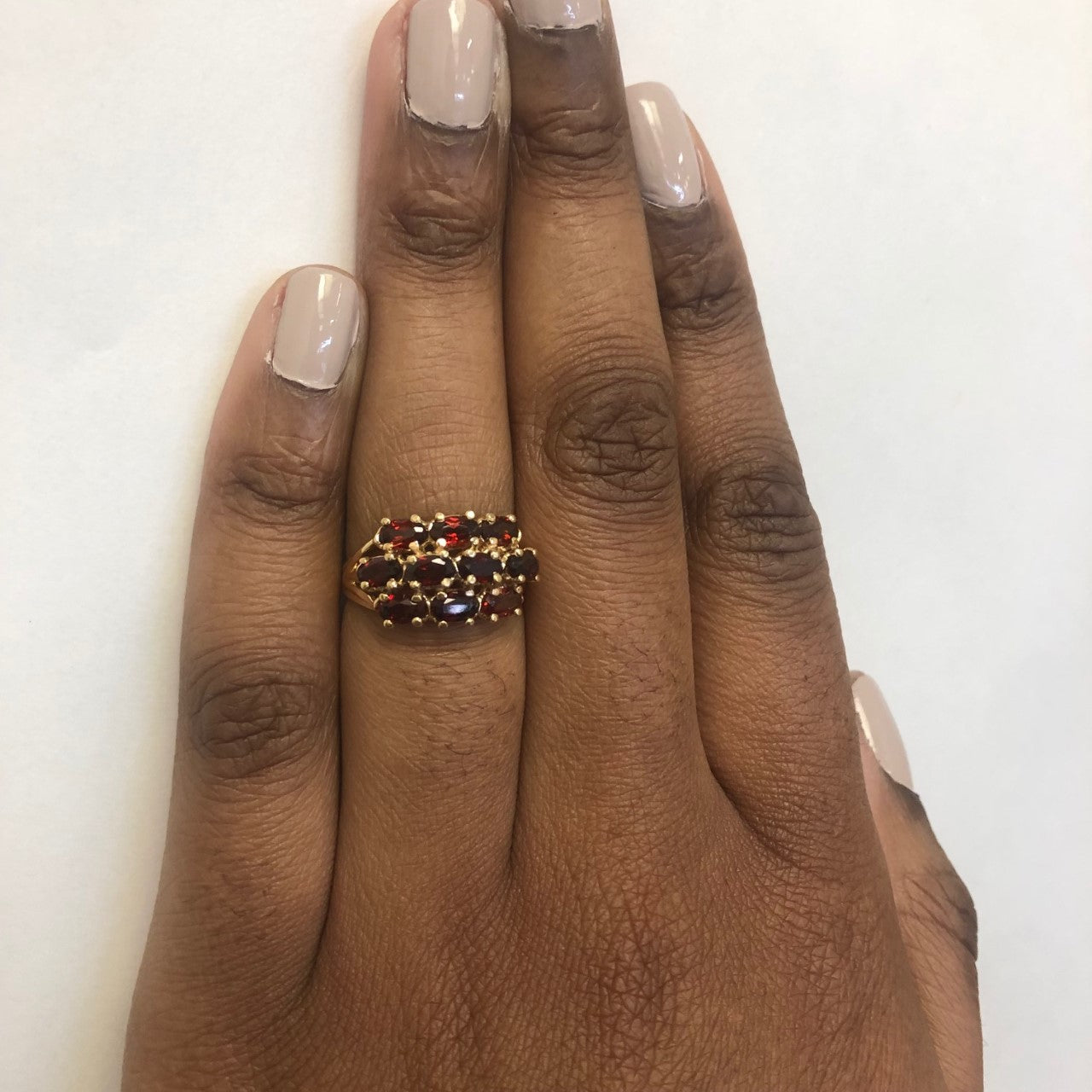 Garnet Cluster Split Shank Ring | 2.40ctw | SZ 7 |