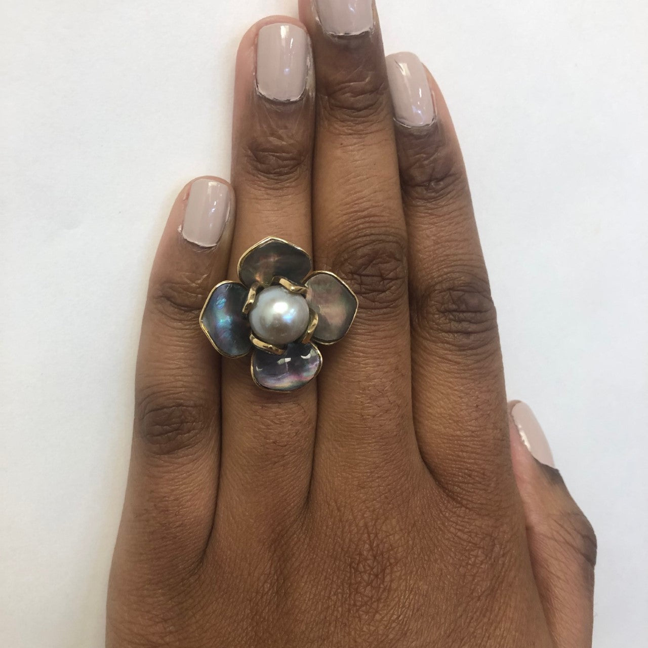 Floral Pearl Cocktail Ring | 8.00ct, 13.0ctw | SZ 6.5 |