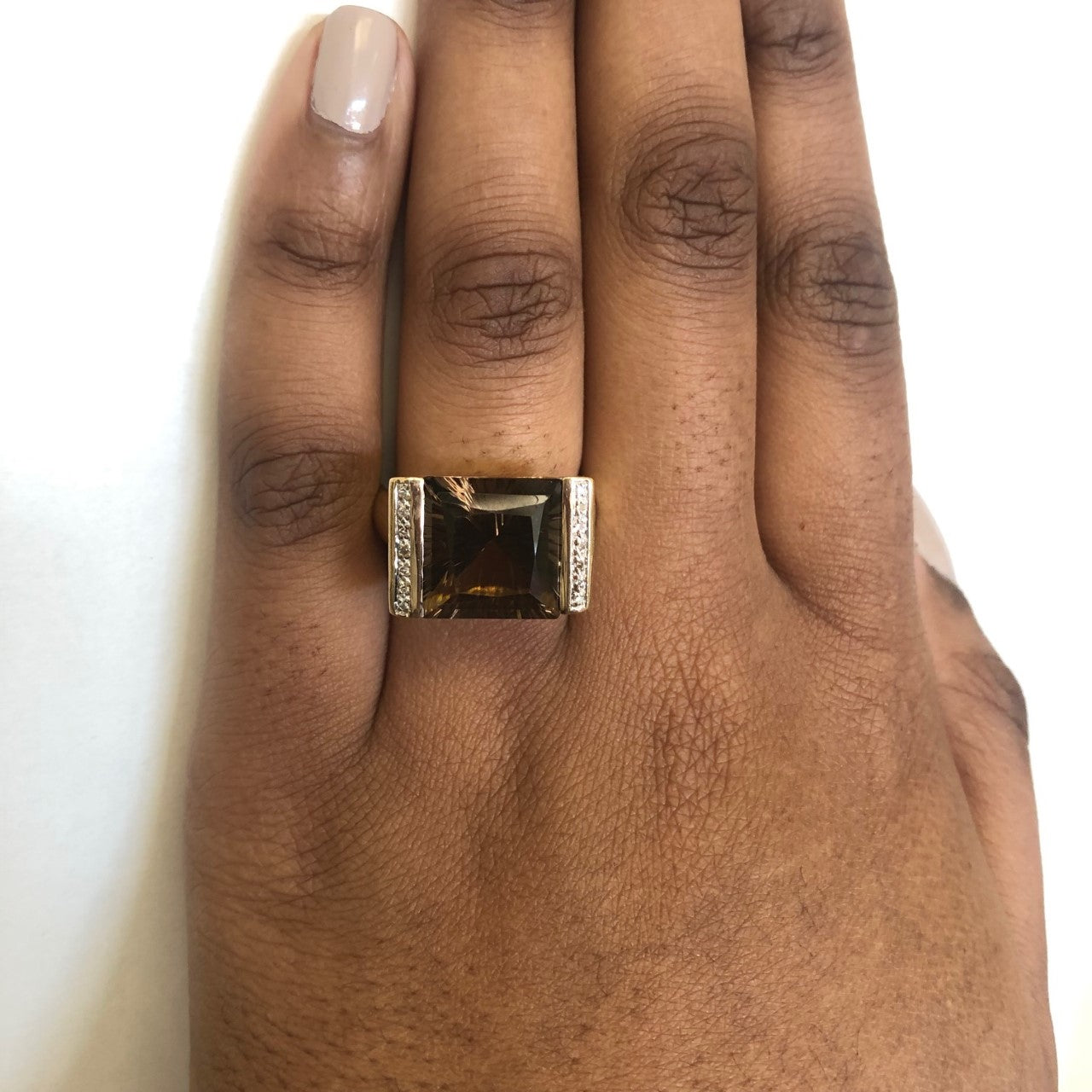 Smoky Quartz & Diamond Ring | 10.0ct, 0.05ctw | SZ 9 |