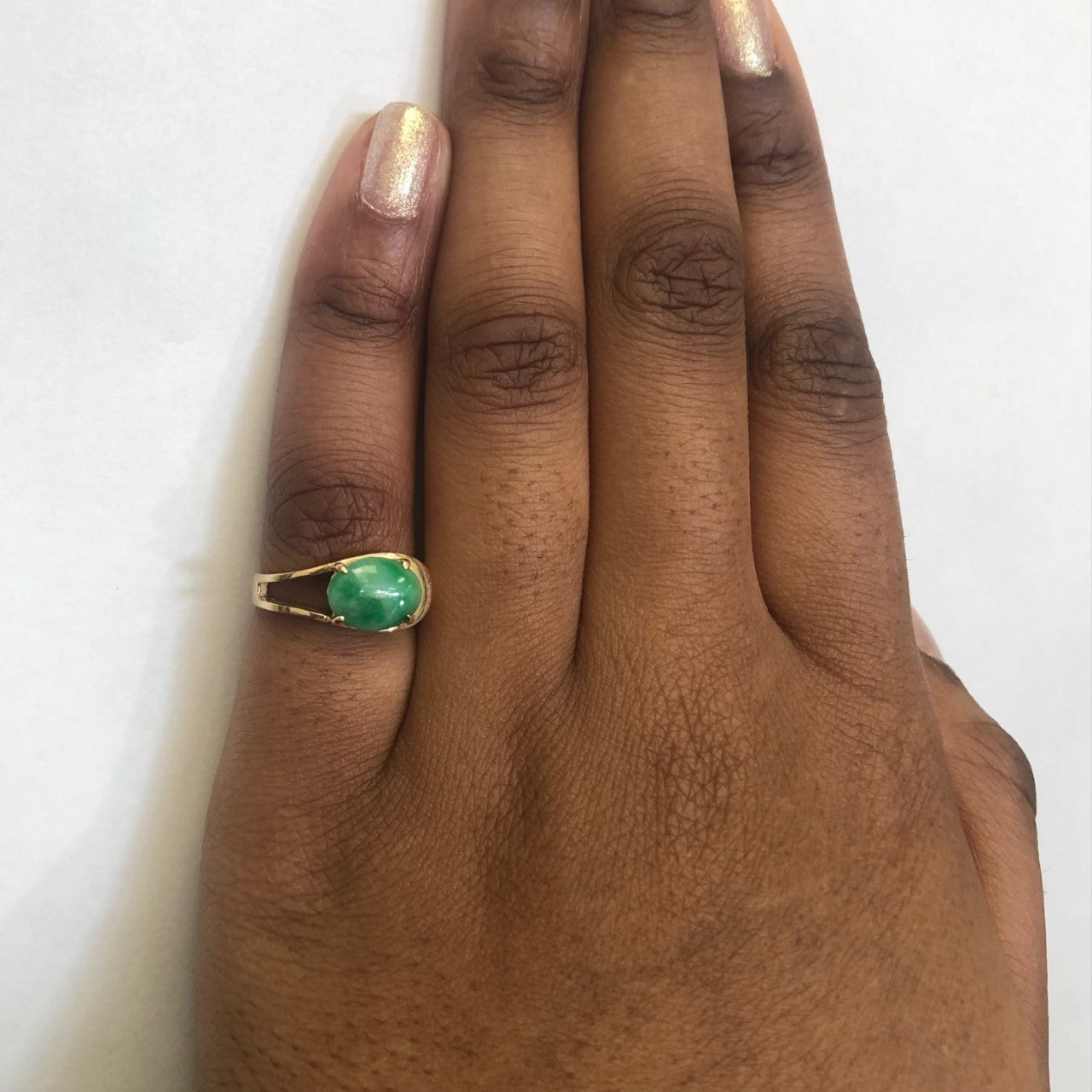 Jadeite Cabochon Split Shank Ring | 2.00ct | SZ 4.5 |