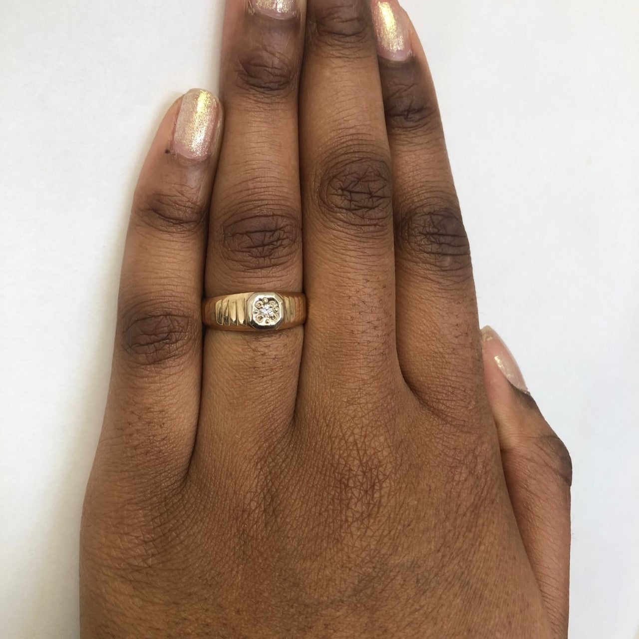 Solitaire Diamond Textured Ring | 0.05ct | SZ 9 |