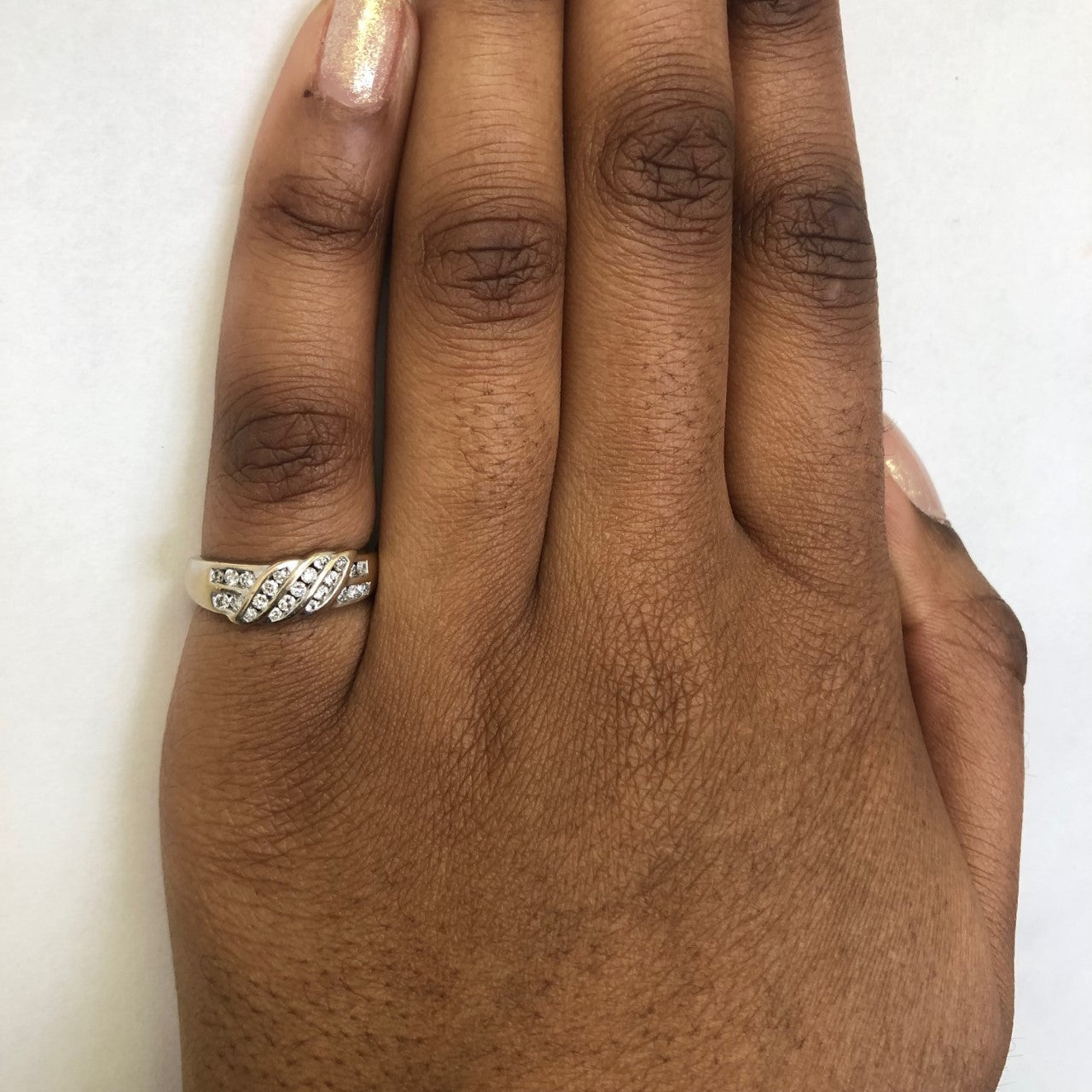 Channel Set Diamond Cross Over Ring | 0.35ctw | SZ 6.5 |