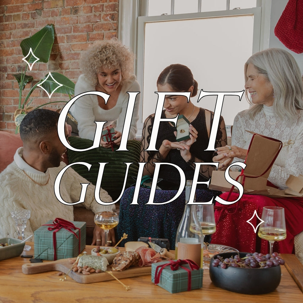 100 w holiday gift guides collection cover image, group shot of holiday gifting